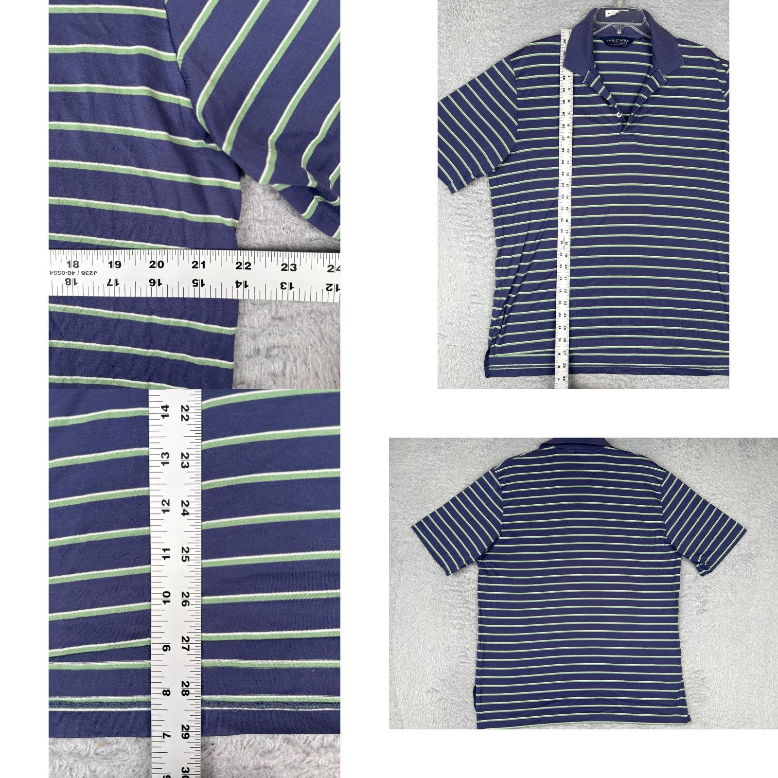 Ralph Lauren VINTAGE Ralph Lauren Polo Golf Shirt Men Large Blue Green Stripe 100% Cotton Polo Shirt Mens Large Blue Striped 100% Cotton Size US L / EU 52-54 / 3 - 8 Thumbnail
