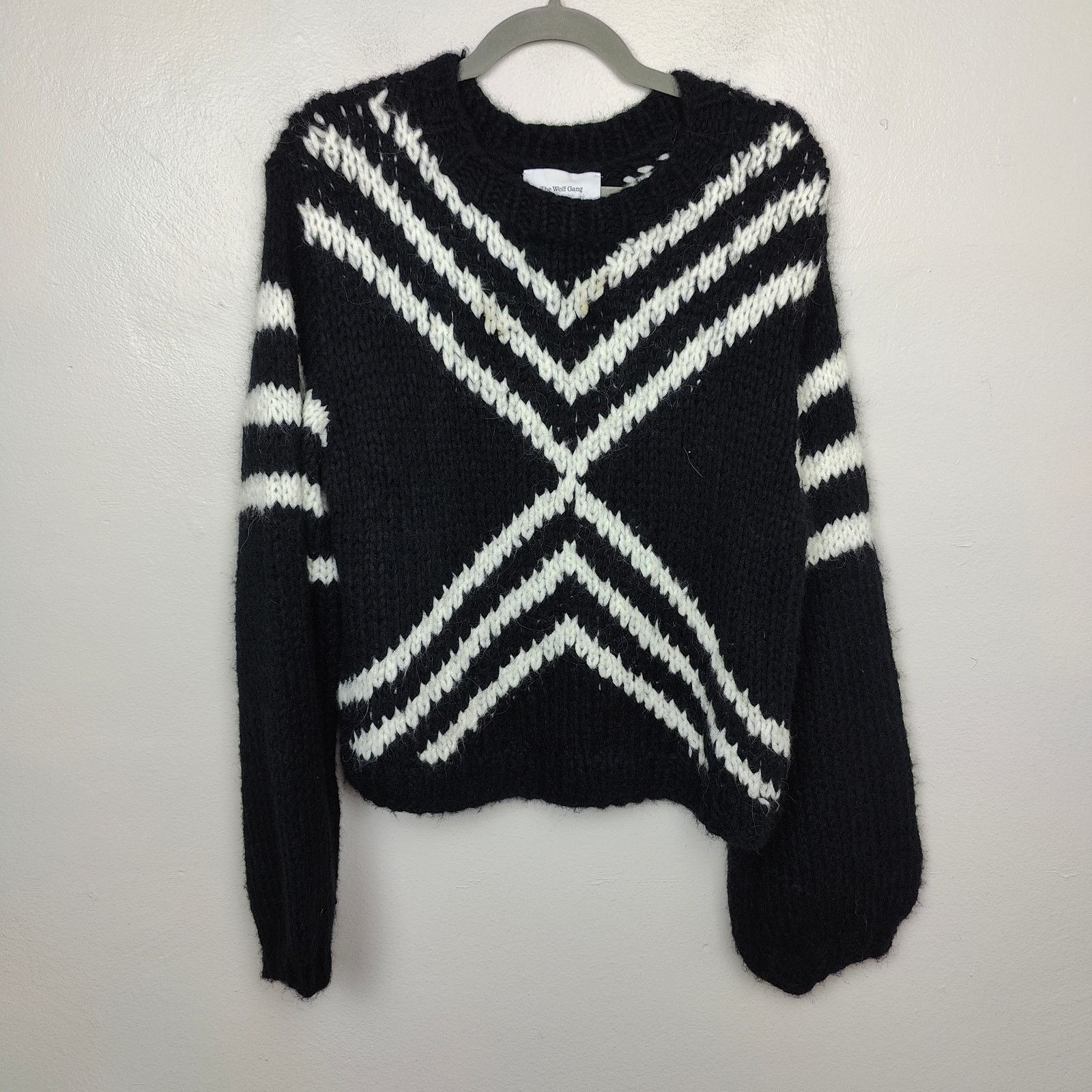 Other The Wolf Gang Sweater Womens XS S Black White Diagonal Knit Size S / US 4 / IT 40 - 1 Thumbnail