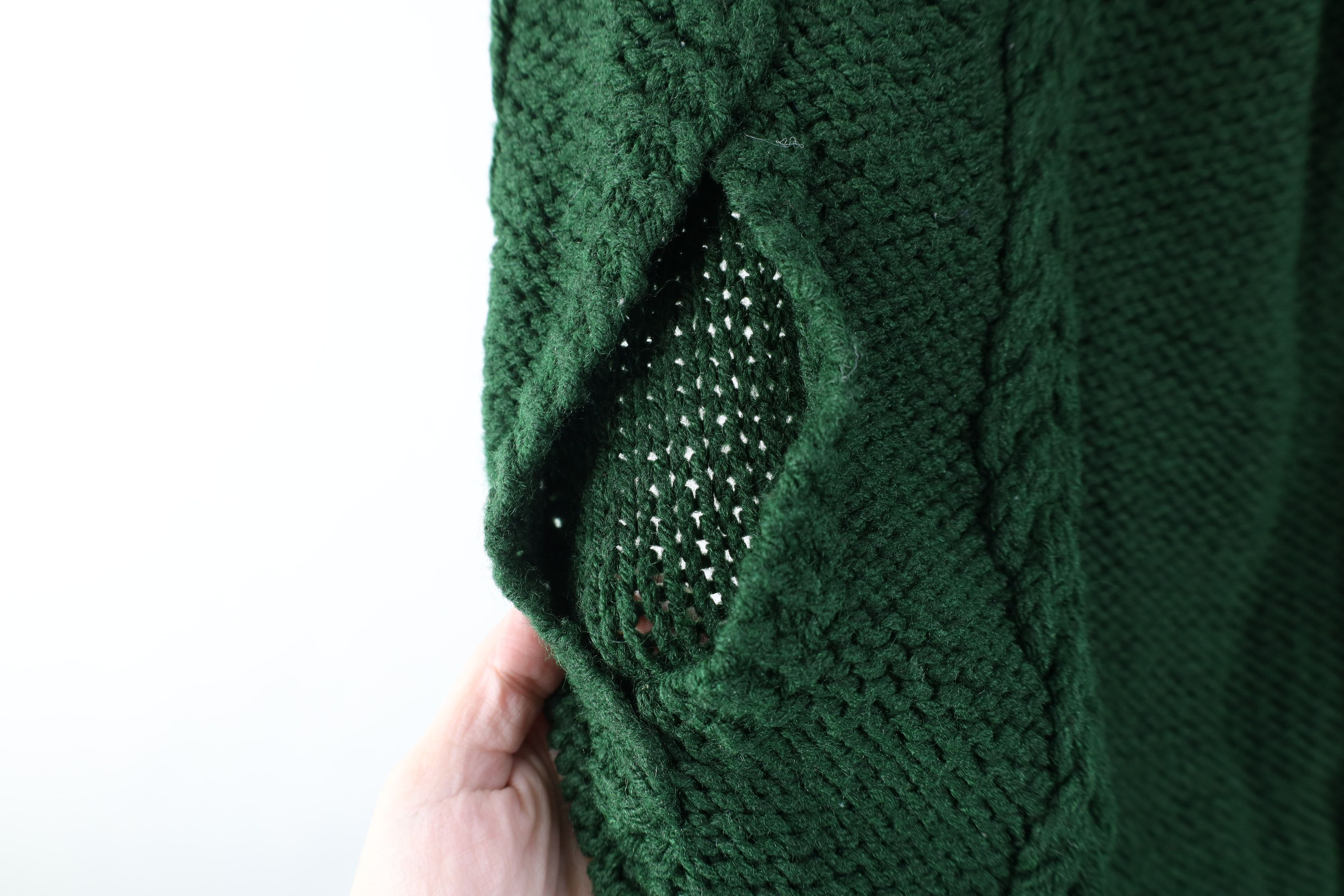 Vintage Vintage 50s 60s Boho Chic Cable Fringed Sweater Cape Green Size ONE SIZE - 6 Thumbnail