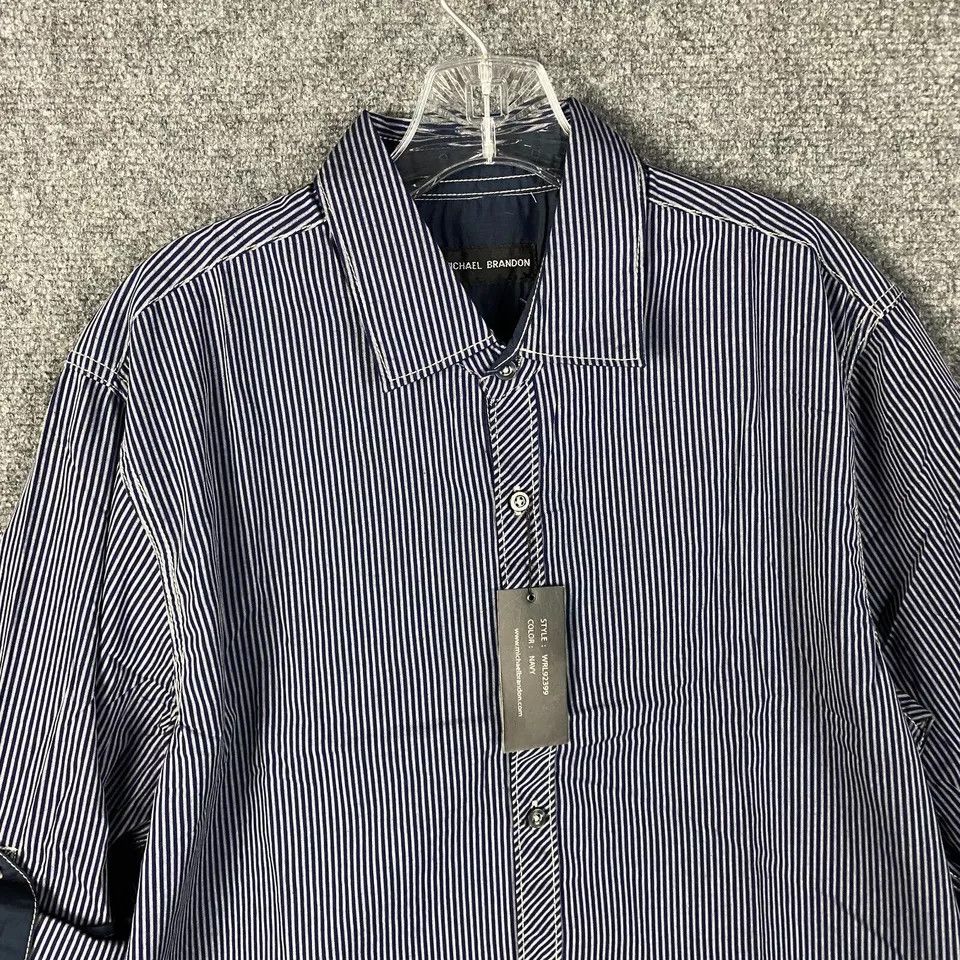 Other Michael Brandon Dress Shirt Men's Medium Striped Roll Sleeve Size US M / EU 48-50 / 2 - 2 Thumbnail