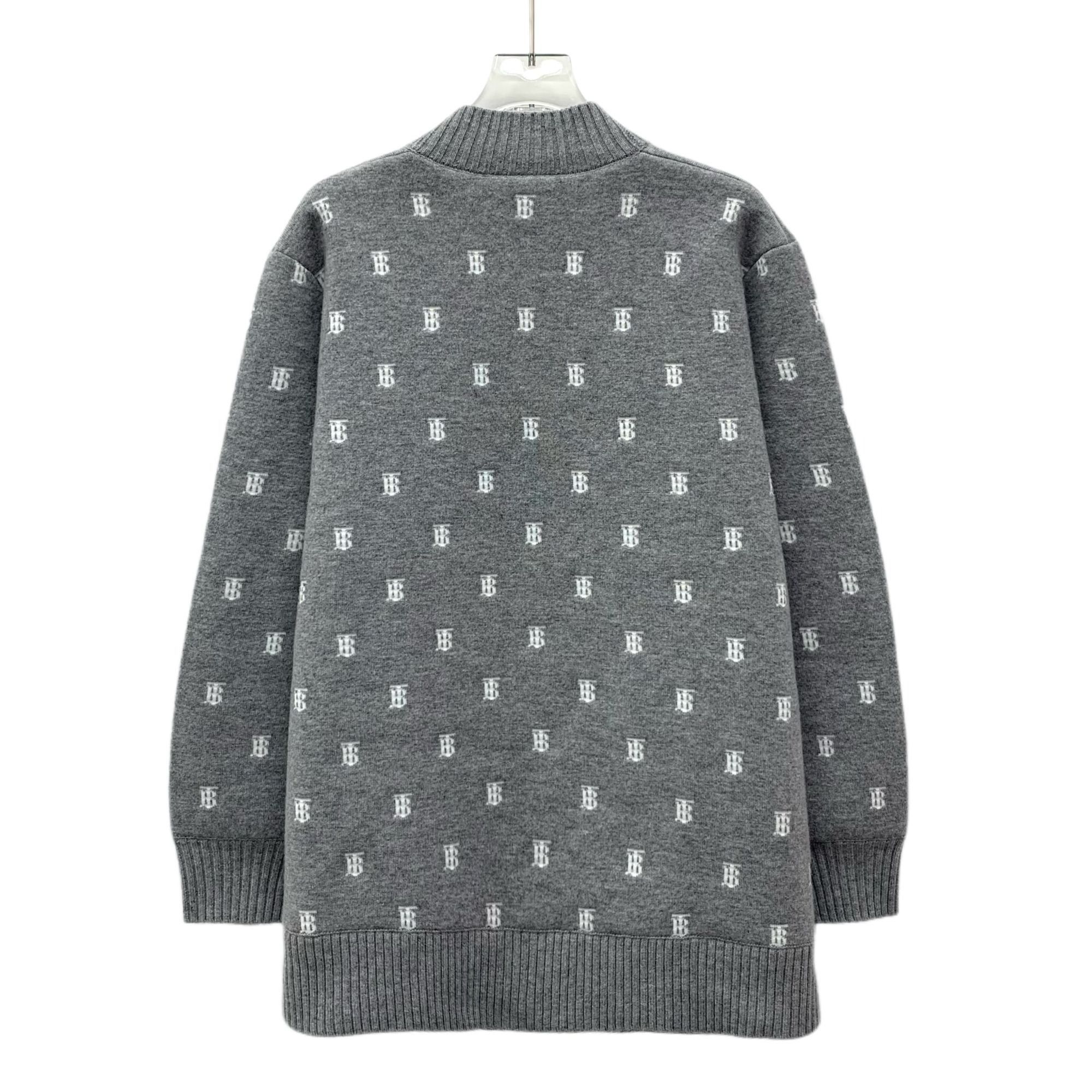 Burberry Burberry Grey TB Monogram Wool V-Neck Single-Breasted Cardig Size M / US 6-8 / IT 42-44 - 8 Thumbnail