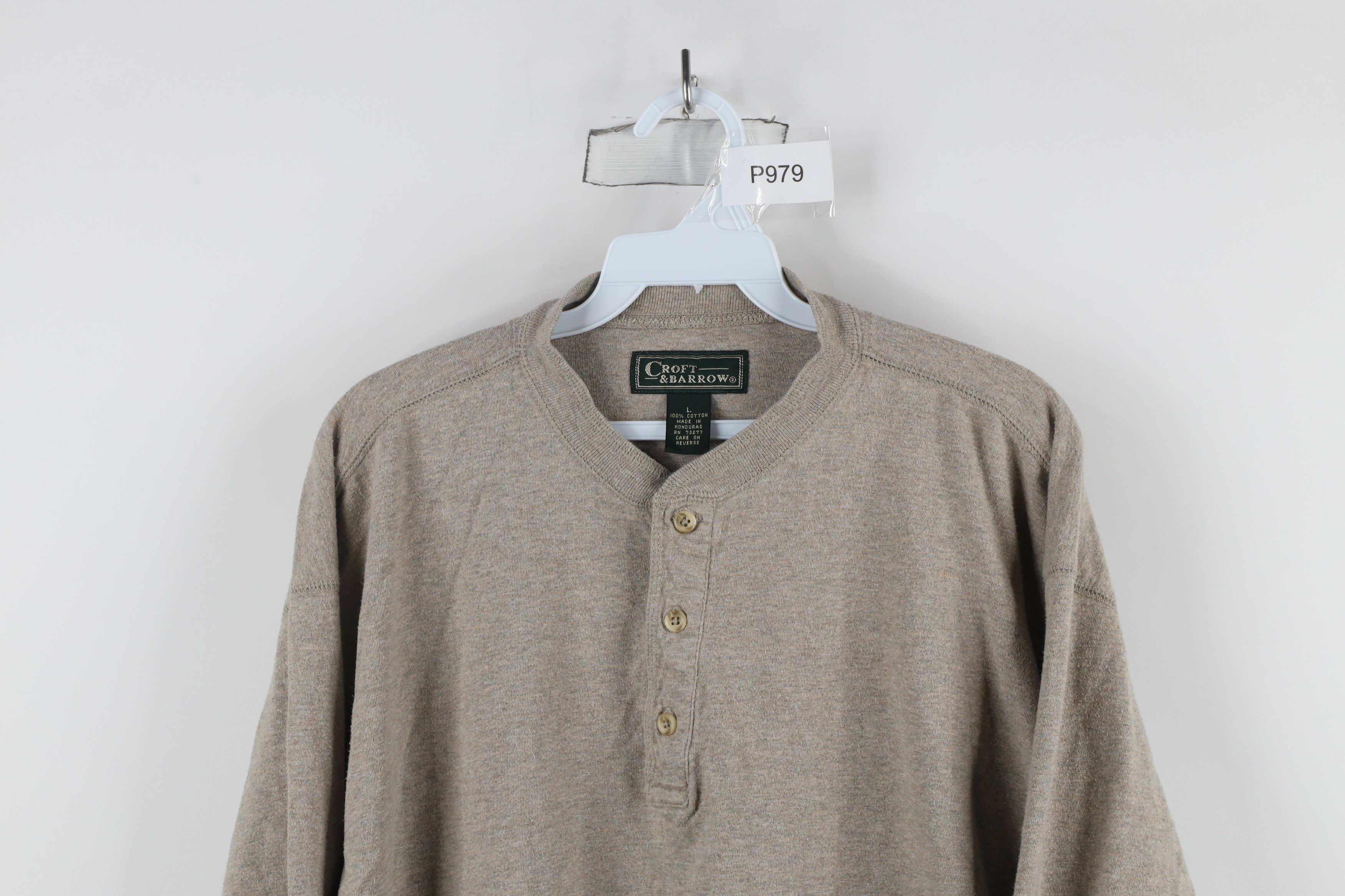 Vintage Vintage 90s Streetwear Long Sleeve Henley T-Shirt Oatmeal Size US L / EU 52-54 / 3 - 2 Thumbnail