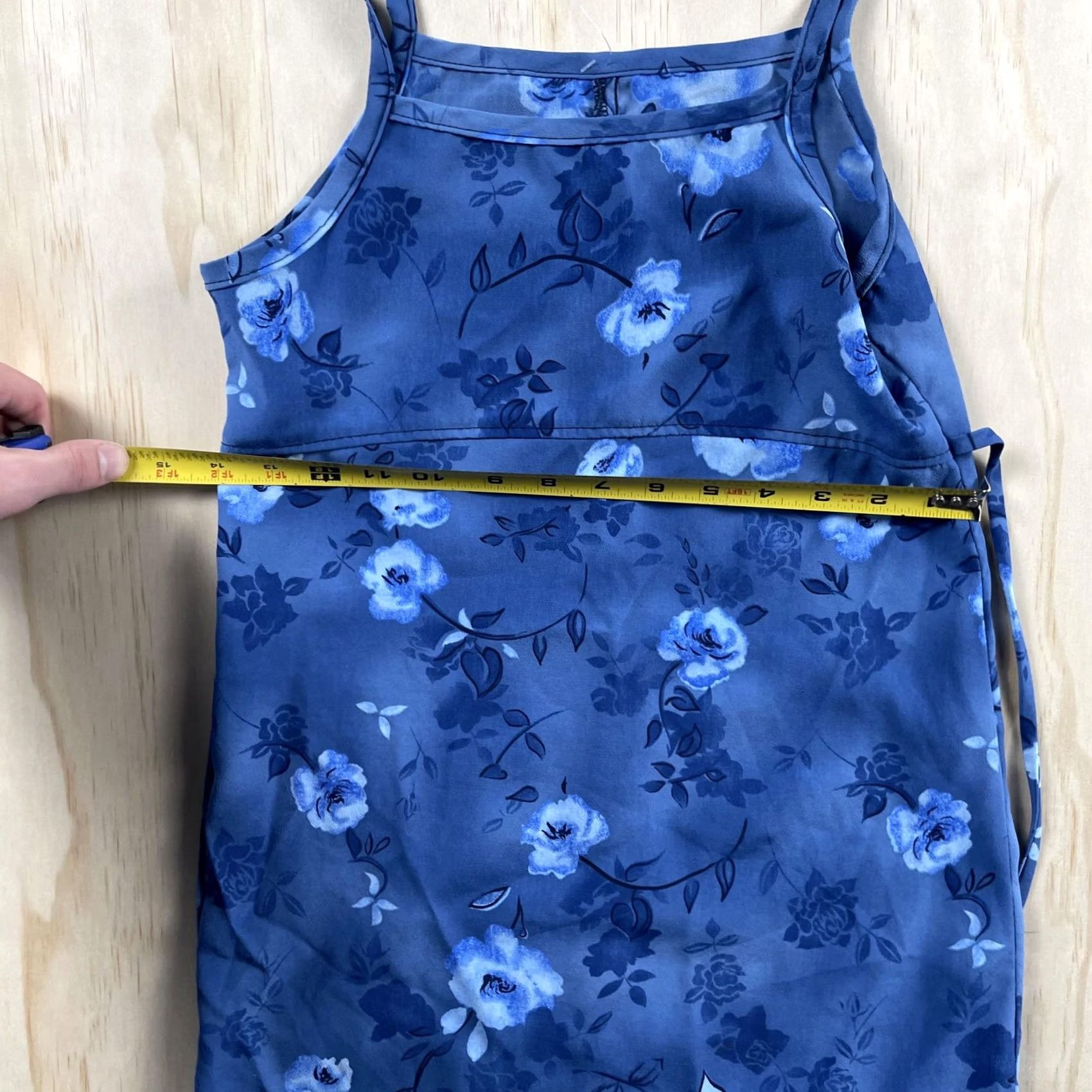 Vintage Vintage Expressions Dress Womens XS Blue Floral Slip Ruffle Strappy Sundress Size XS / US 0-2 / IT 36-38 - 4 Thumbnail