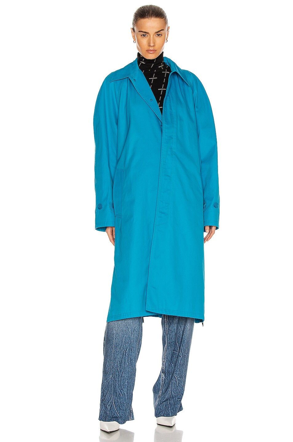 Balenciaga o1y0625 Full-Length Jacket in Azure Size S / US 4 / IT 40 - 1 Thumbnail