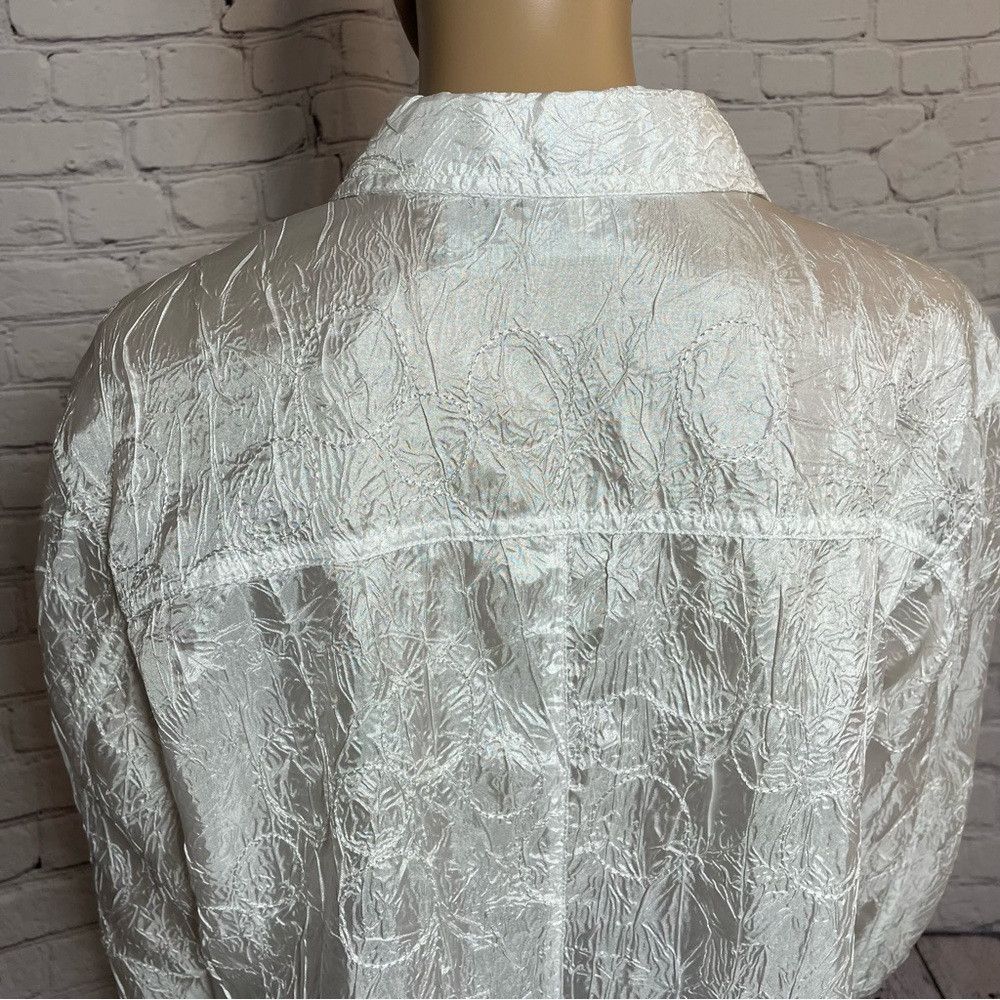 Chicos Chico's Embroidered Long Sleeve White Blouse Size 1 US M Size M / US 6-8 / IT 42-44 - 7 Thumbnail