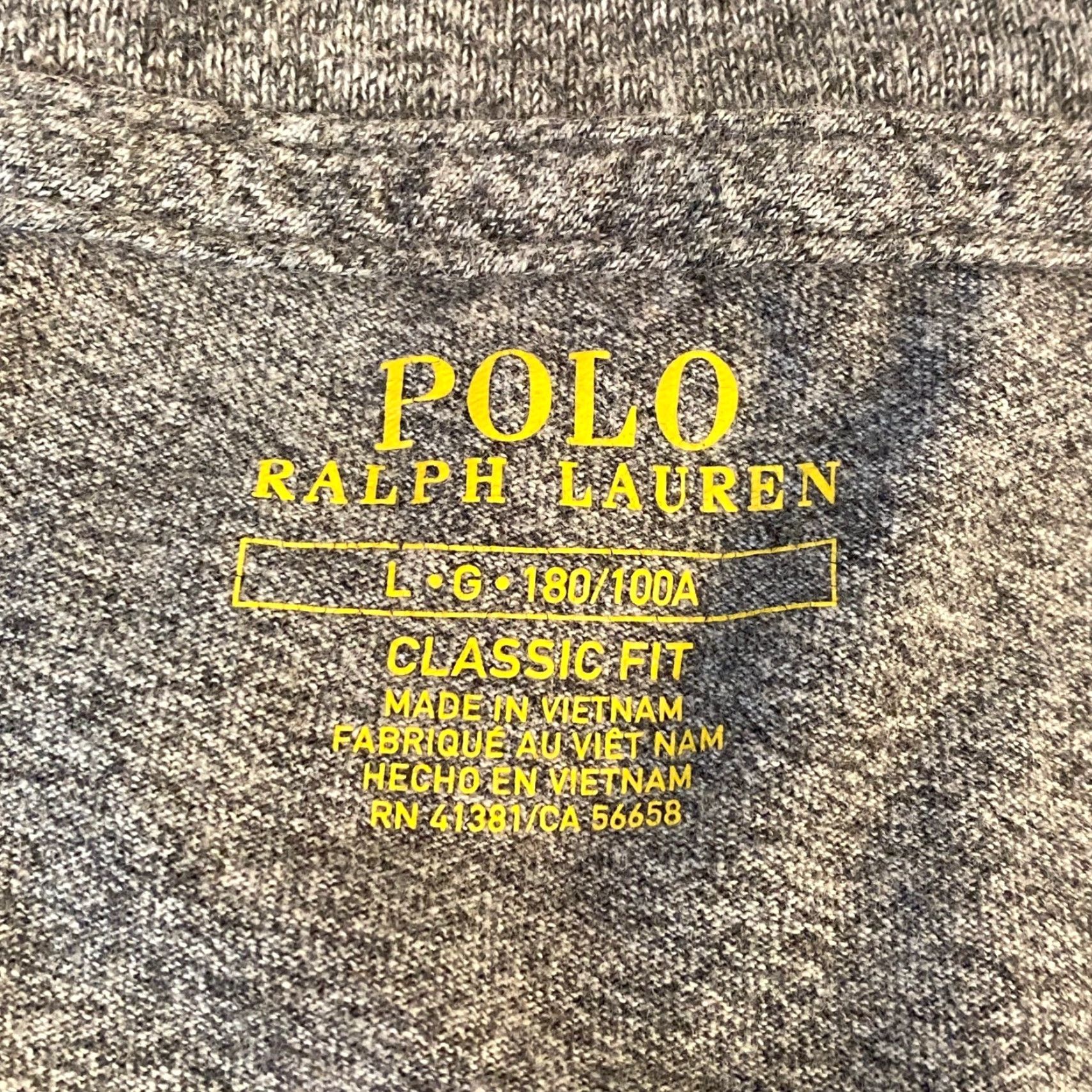 Polo Ralph Lauren Polo Ralph Lauren T-Shirt Mens L V-Neck Long Sleeve Classic Fit Logo Embroidered Grey Size US L / EU 52-54 / 3 - 3 Thumbnail