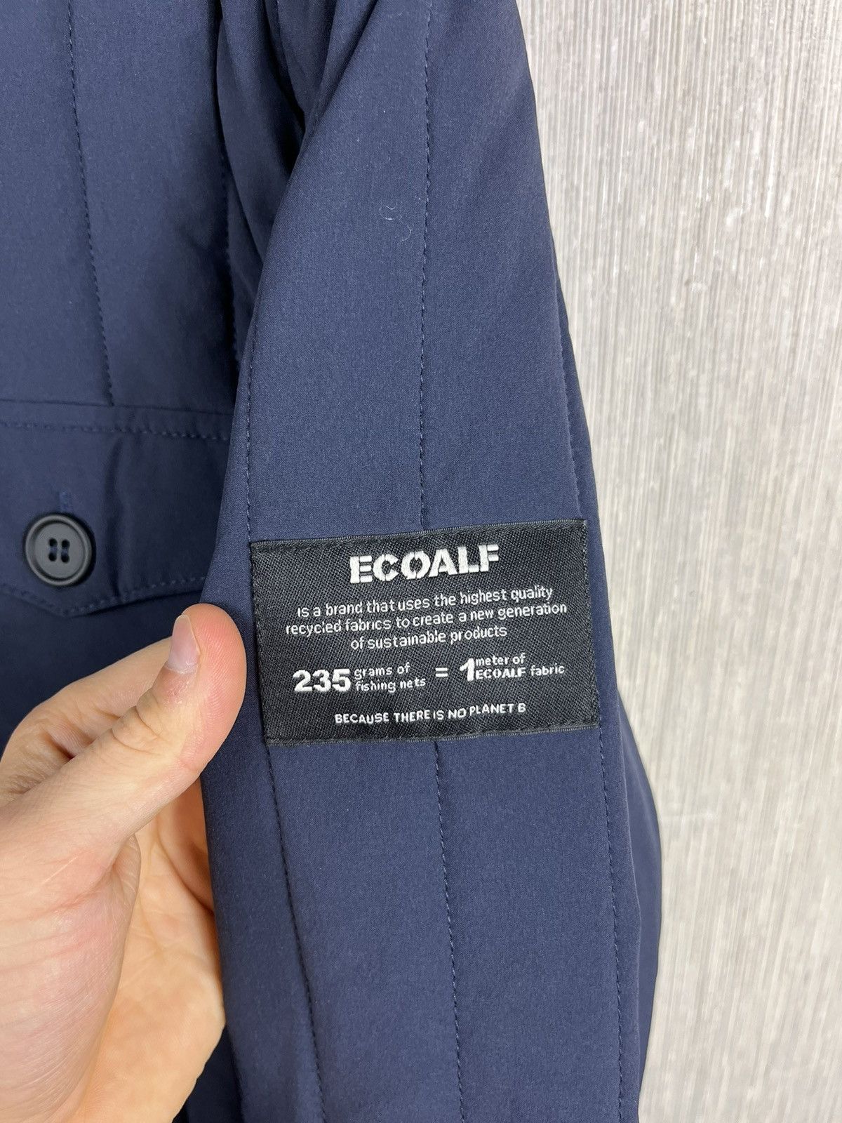 Designer × ECOALF Ecoalf light down jacket button navy puffer recycled nylon Size US M / EU 48-50 / 2 - 9 Thumbnail