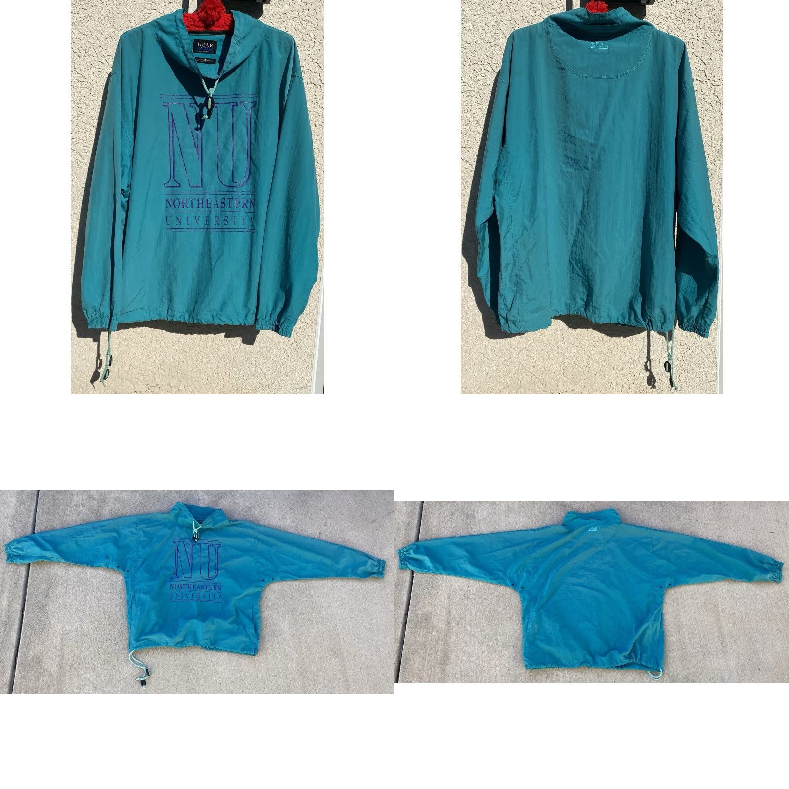 Vintage VINTAGE Northeastern University NU Pullover Windbreaker Jacket Gear For Sports L Green Logo 90s Mens Jacket Size US L / EU 52-54 / 3 - 9 Thumbnail