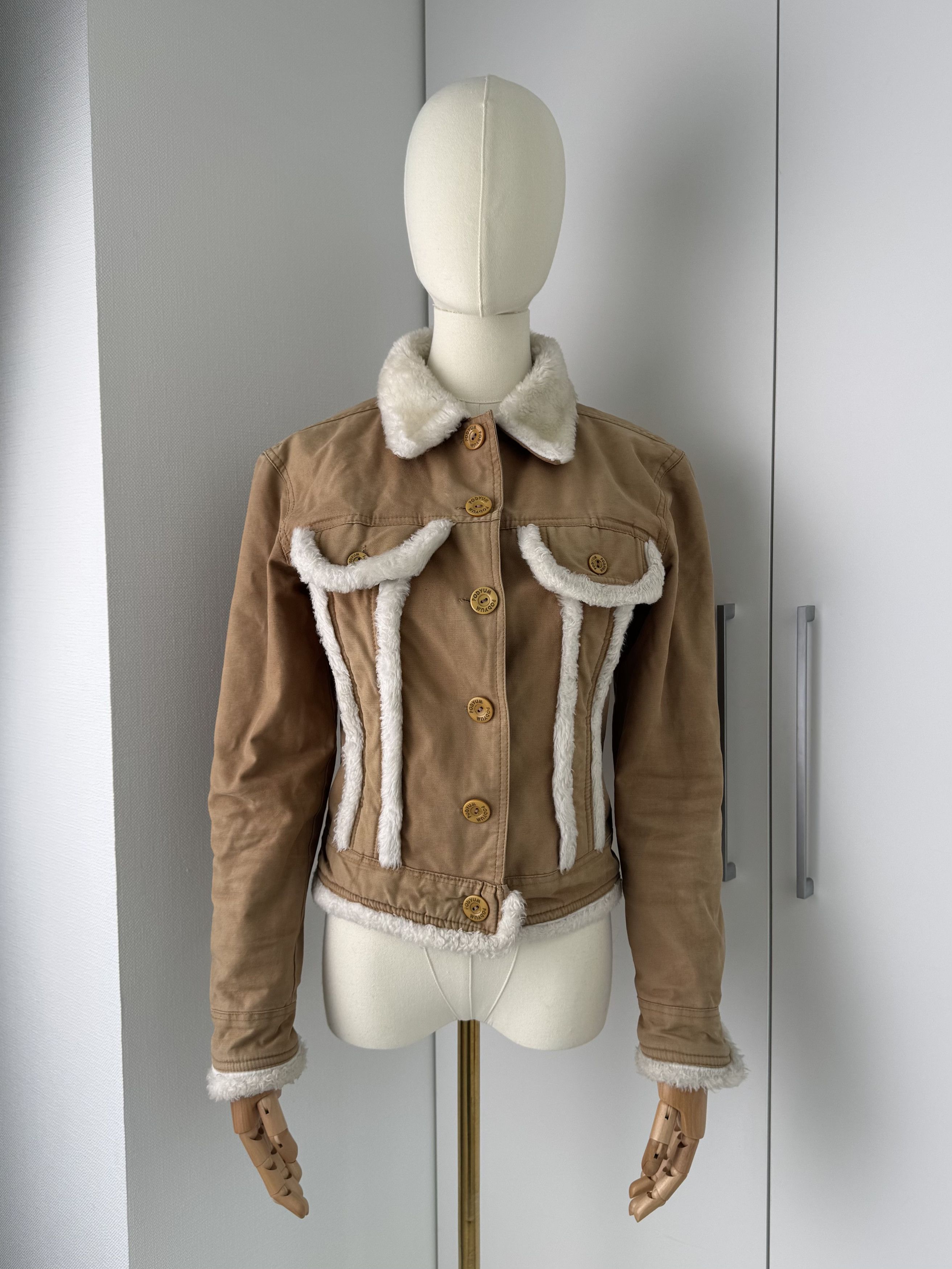 Vintage Women Beige Jacket Y2K Vintage Faux Shearling Trim Coat Size M / US 6-8 / IT 42-44 - 1 Thumbnail