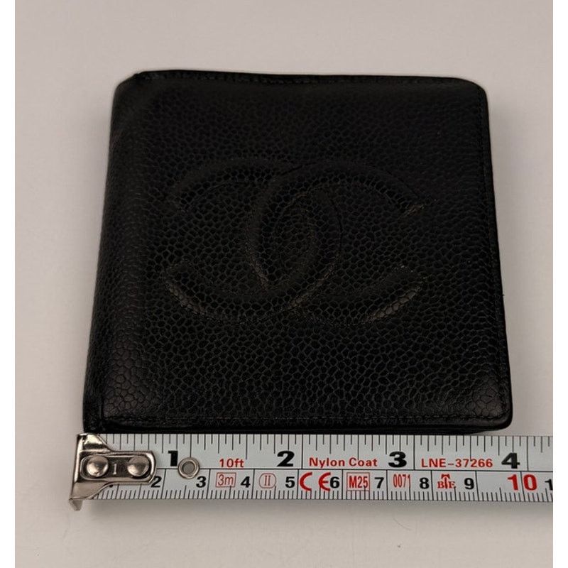 Chanel CHANEL CC Logo Grained Calfskin Bifold Men's Wallet Black Size ONE SIZE - 8 Thumbnail