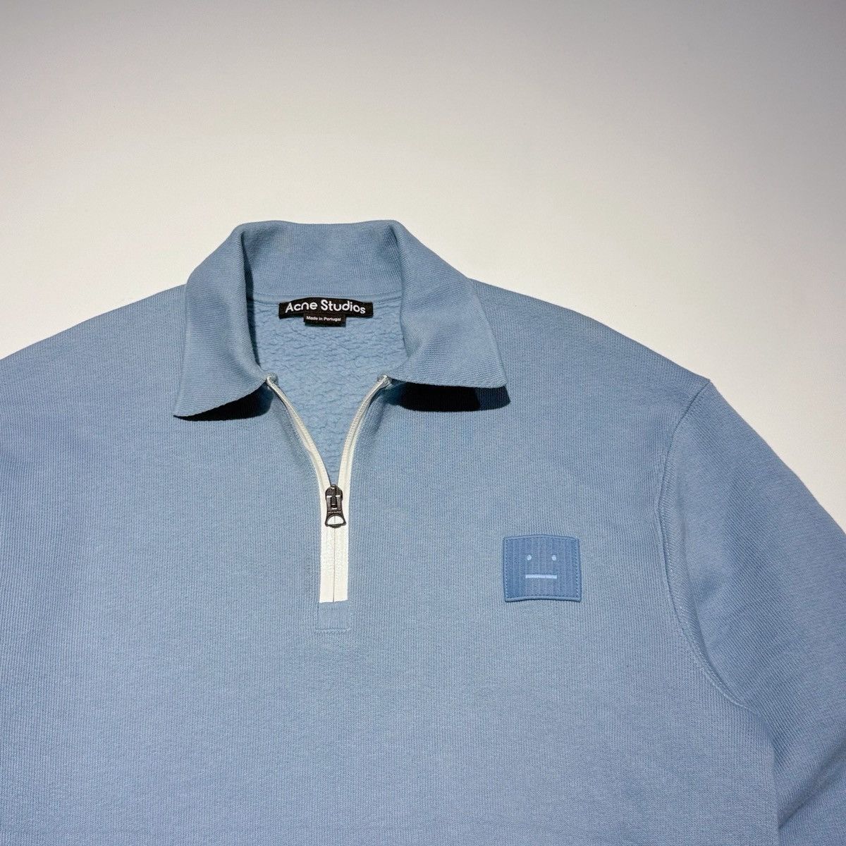 Acne Studios Acne Studios Mineral Blue Face Logo Half-Zip Sweater Size US S / EU 44-46 / 1 - 4 Thumbnail