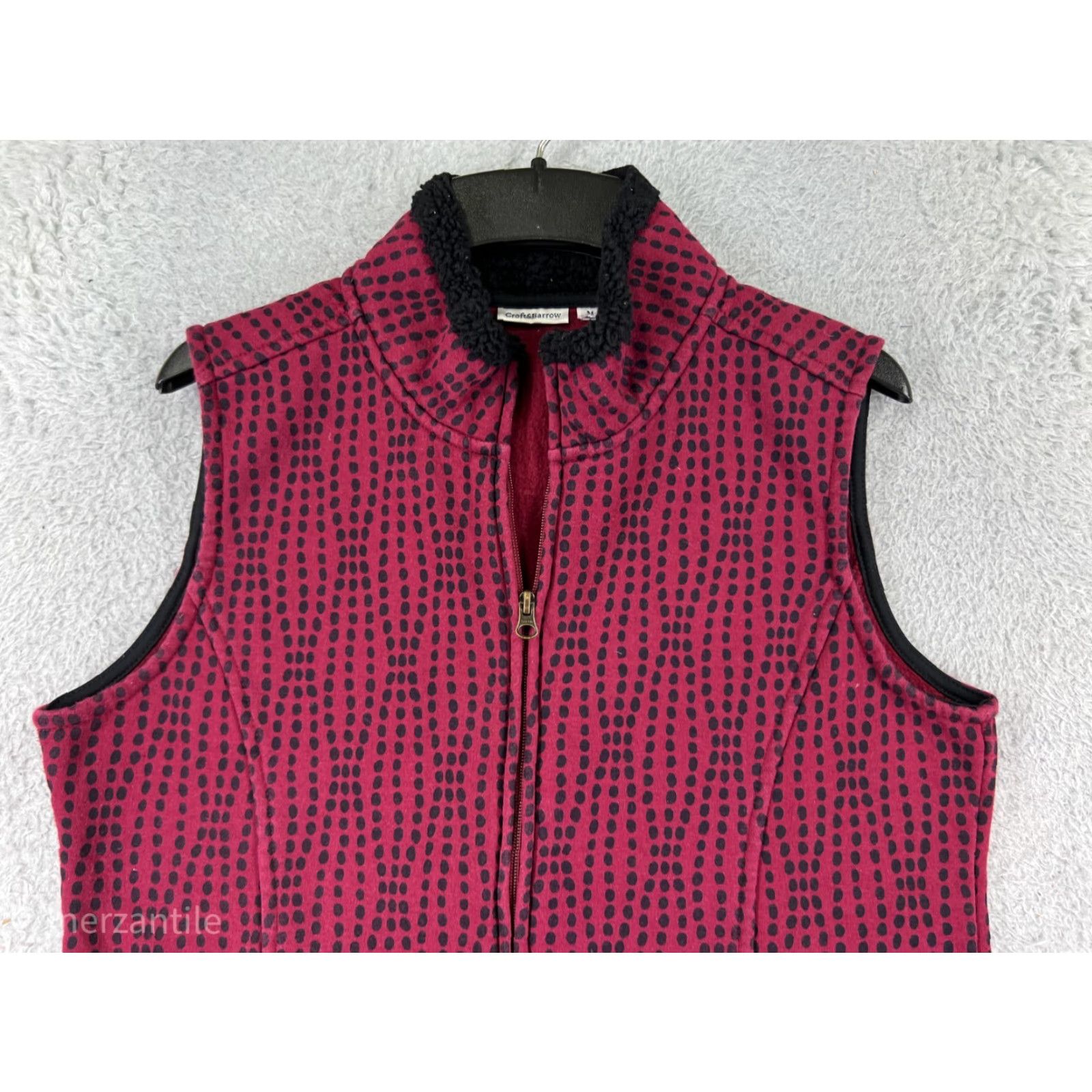 Croft & Barrow Croft & Barrow Vest Womens Medium Red Argyle Full Zip Pockets Cotton Blend Size M / US 6-8 / IT 42-44 - 7 Thumbnail