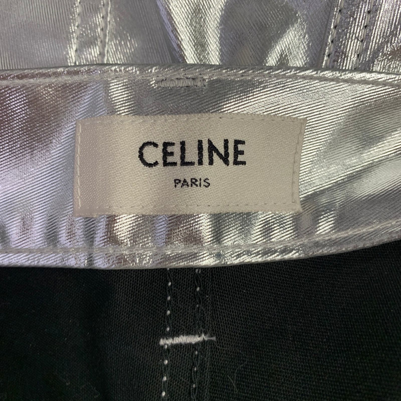 Size 29 Silver Metallic Cotton Blend Jean Cut Casual Pants