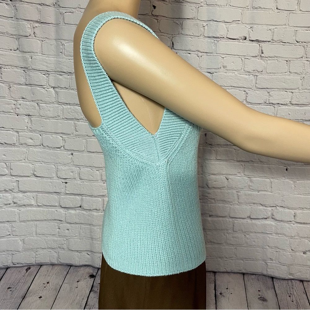Vince NWT New $245 Vince Knit Square-Neck Pale Blue Cotton Camiso Size M / US 6-8 / IT 42-44 - 4 Thumbnail