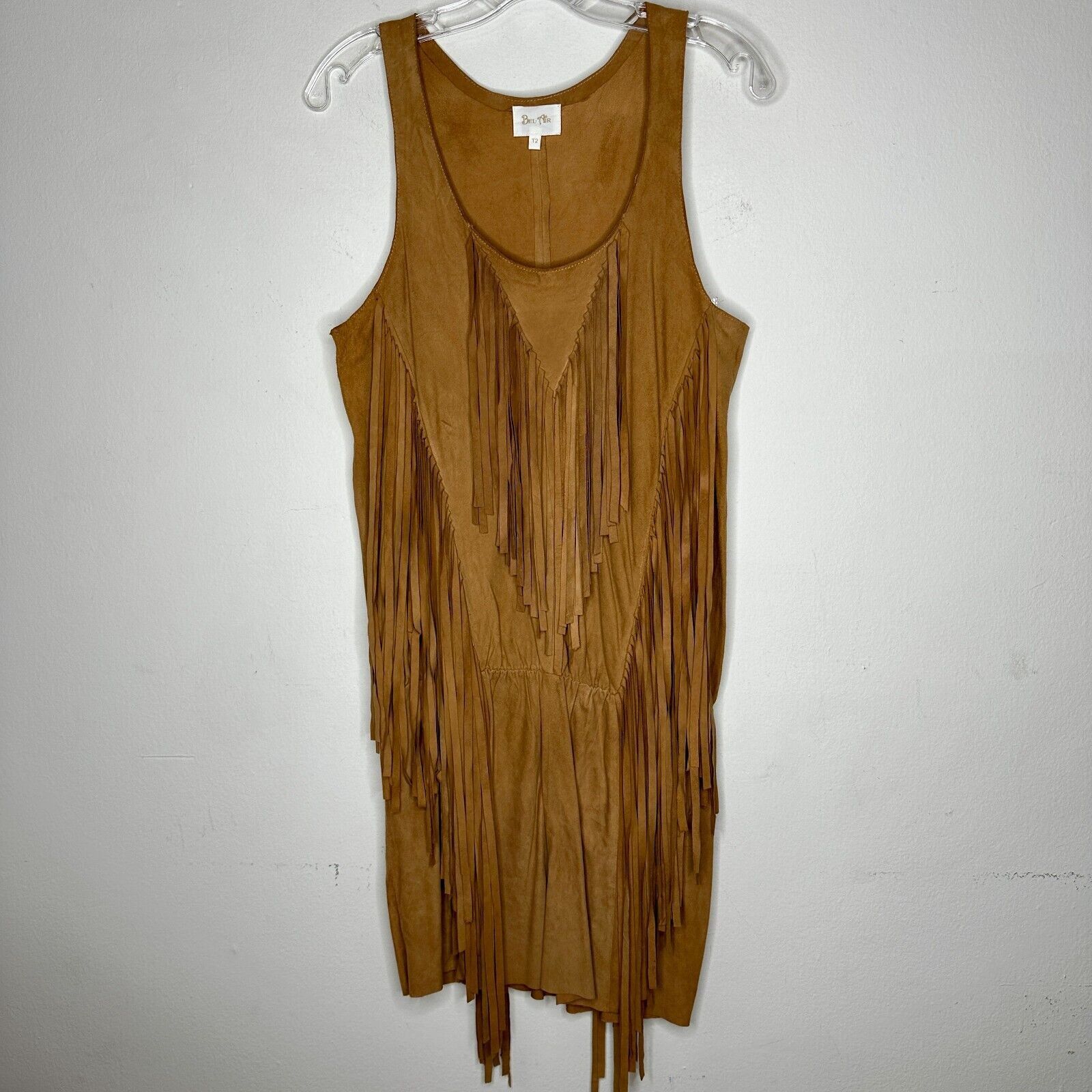 Other Belair Calvi Camel Goat Suede Sleeveless Fringed Dress T2 Size XS / US 0-2 / IT 36-38 - 15 Thumbnail