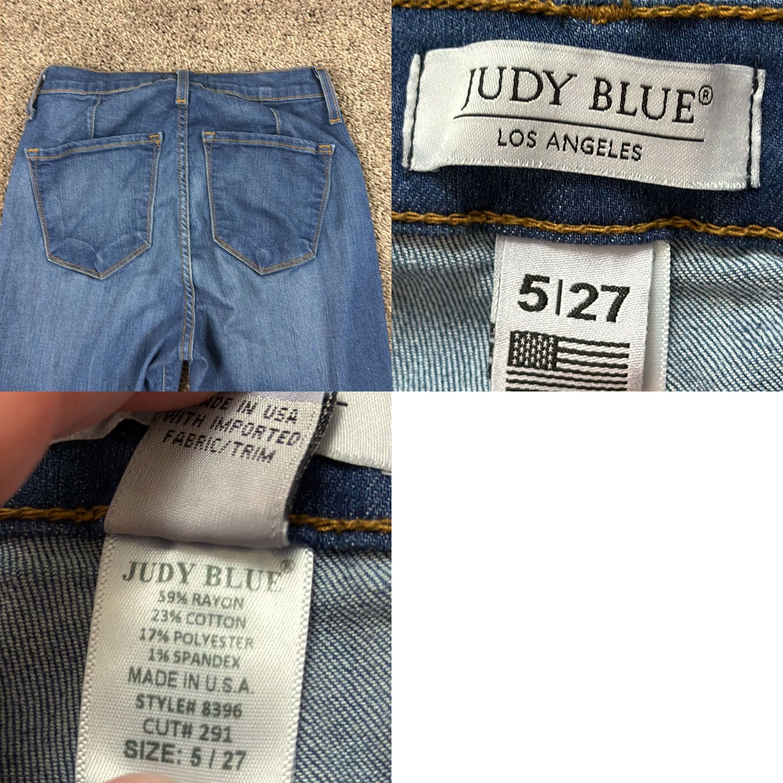 Vintage Judy Blue Jeans Womens 5 Flared High Rise Dark Wash Stretch Denim Regular Size 5 24x31 Blue Jeans Womens Flared Stretch 31 Inseam Size 27" / US 4 / IT 40 - 8 Thumbnail
