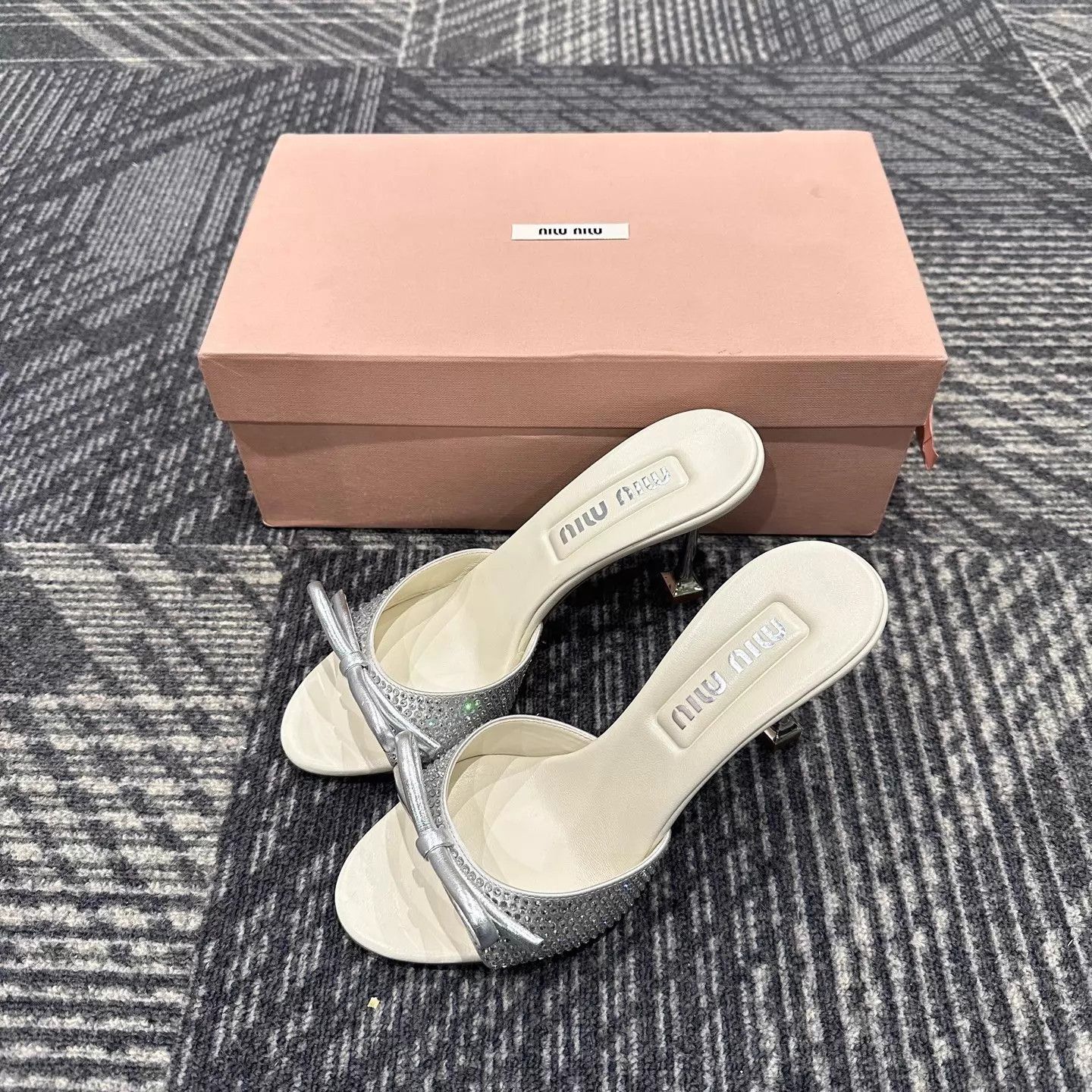 Miu Miu Miu Miu silk stiletto slides 37.5 EU BNIB Size US 7 / IT 37 - 1 Thumbnail