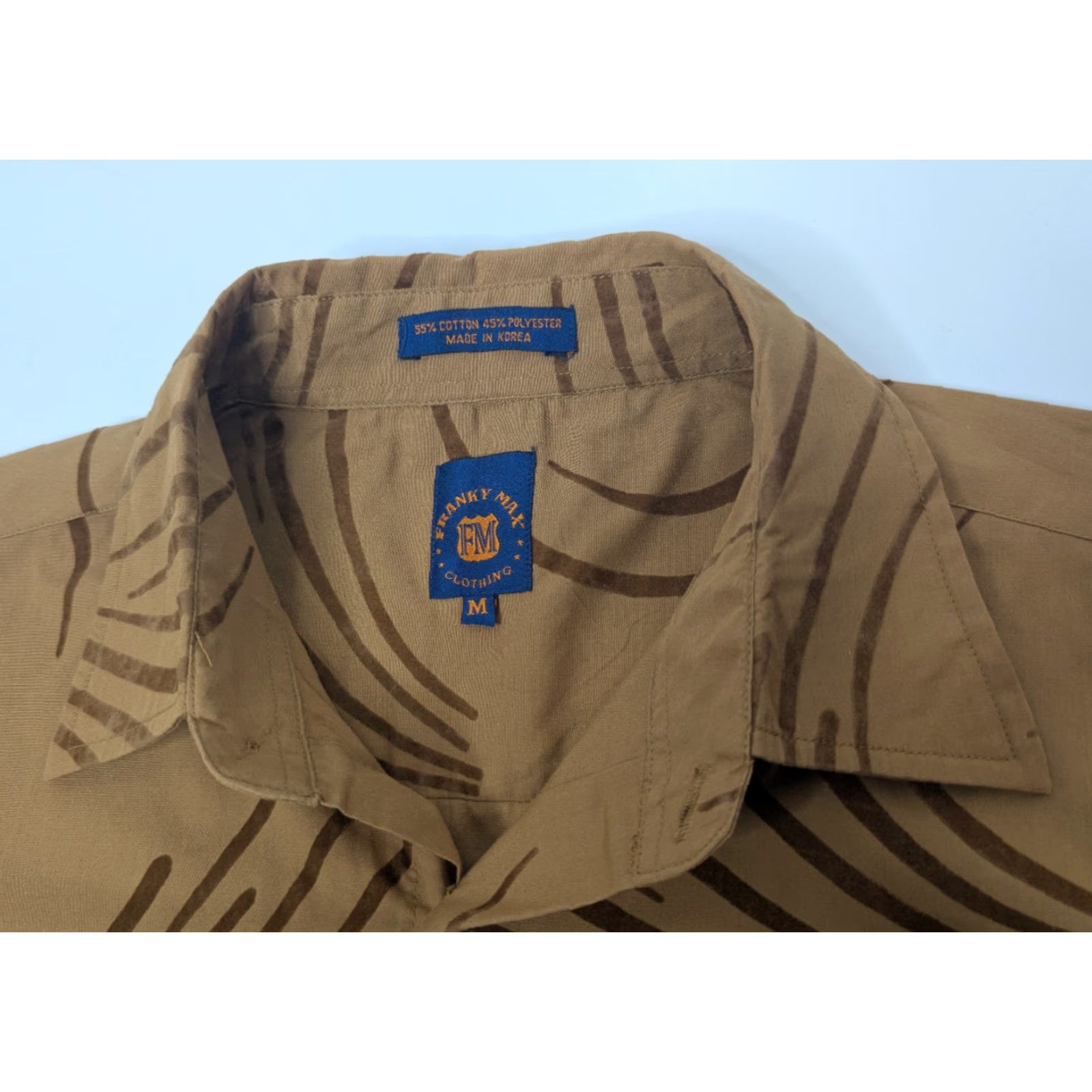 Vintage Franky Max Mens Long Sleeve Button-Up Shirt Size Medium Brown Swirl Abstract Embroidered Casual Party/Cocktail Button-Up Vintage No Size US M / EU 48-50 / 2 - 7 Thumbnail