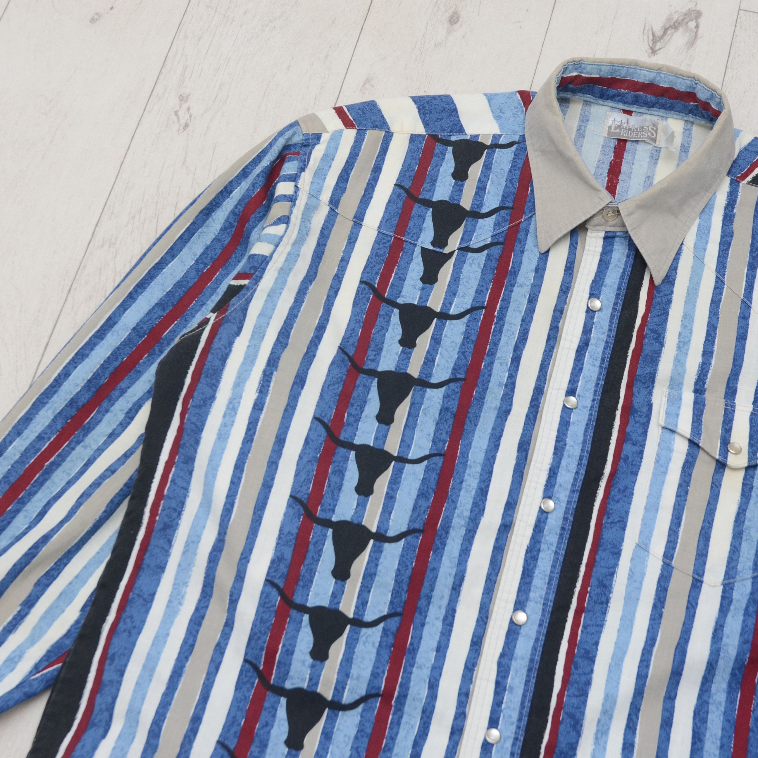 Vintage Vintage Express Rider Western Striped Shirt USA Cowboy Style Size US L / EU 52-54 / 3 - 4 Thumbnail