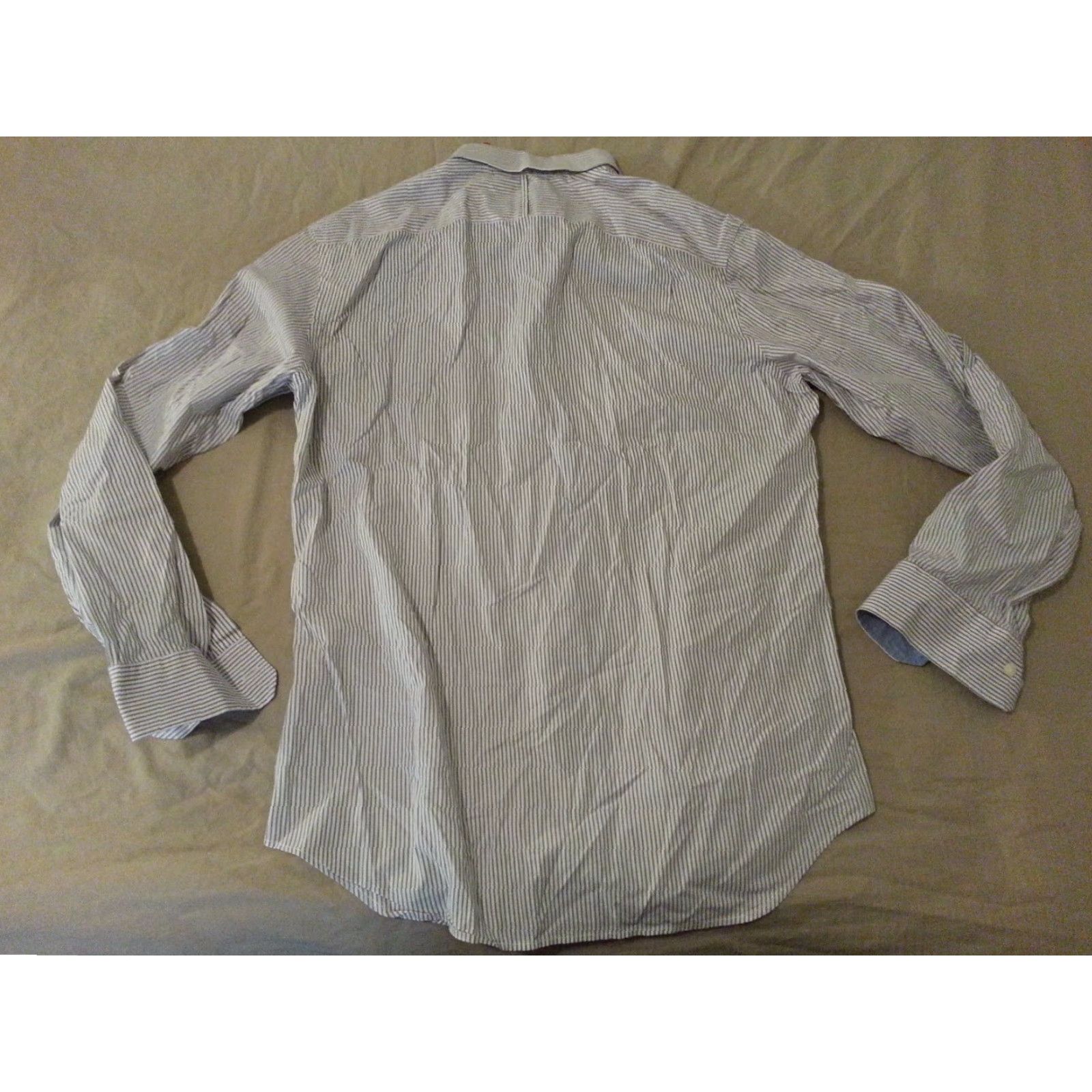 Banana Republic Banana Republic Dress Shirt Mens L White Cotton Striped Button Long Sleeve Size 42R - 2 Thumbnail