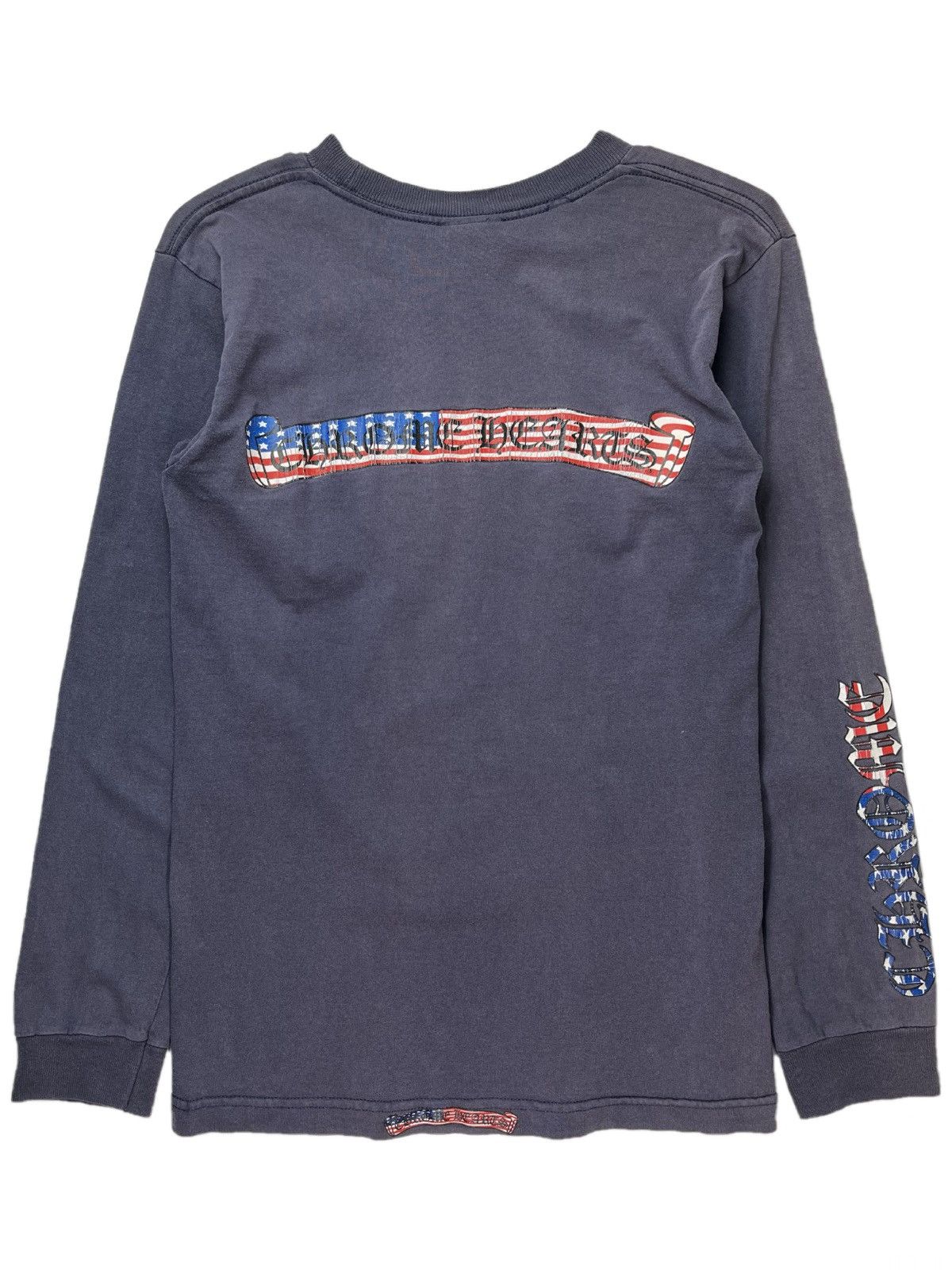 Pre-owned Chrome Hearts X Vintage Chrome Hearts American Flag Scroll Logo Longsleeve Tshirt In Navy