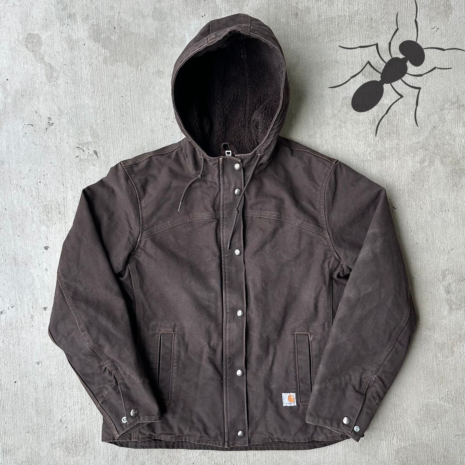 Carhartt × Vintage Carhartt DKB brown Sherpa hooded work wear jacket Size US S / EU 44-46 / 1 - 1 Thumbnail