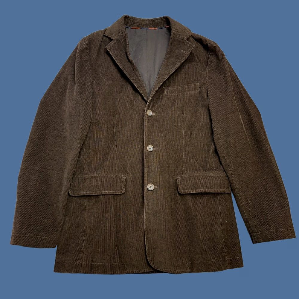 J.Crew VINTAGE J.CREW Blazer Corduroy Single-Breasted Four-Button Notch Brown Mens Small Academia Jacket Coat Vintage Size 36R - 1 Thumbnail