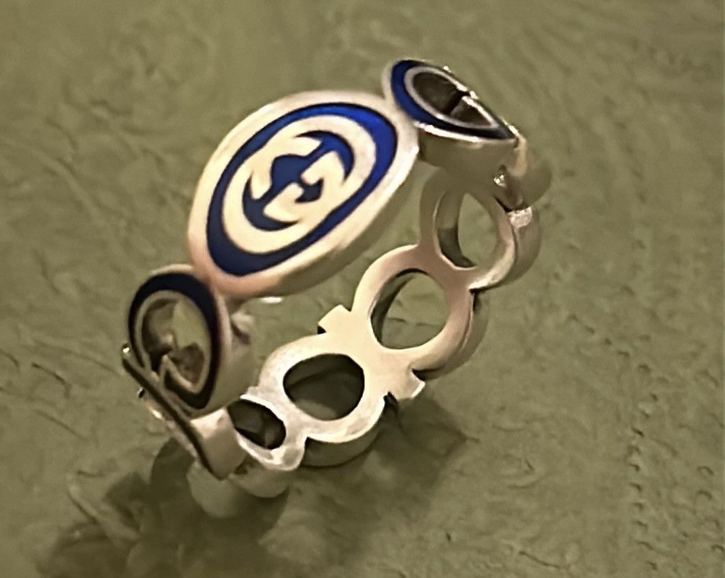 Gucci Gucci Unisex Sterling Silver Interlocking GG Logo Ring Size ONE SIZE - 6 Thumbnail