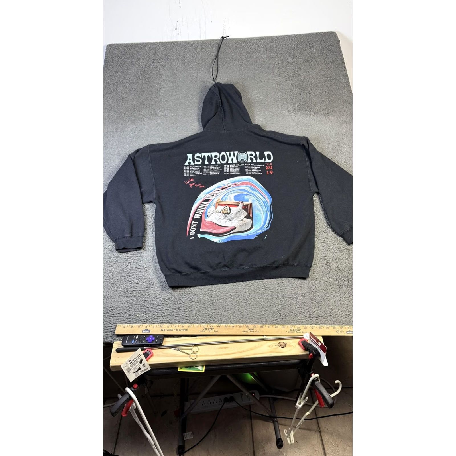 Vintage VINTAGE Astroworld Hoodie Mens XL Black Wish You Were Here Tour 2019 Size US XL / EU 56 / 4 - 6 Thumbnail