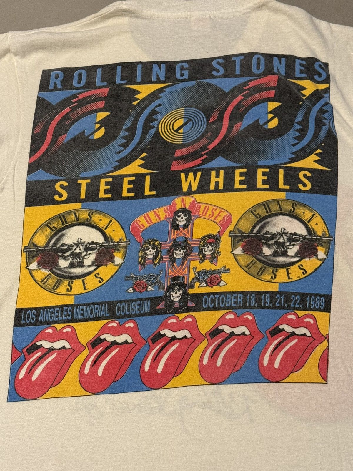 The Rolling Stones Vintage Rolling Stones Guns & Roses Steel Wheels ‘89 T-Shirt Size US XL / EU 56 / 4 - 7 Thumbnail