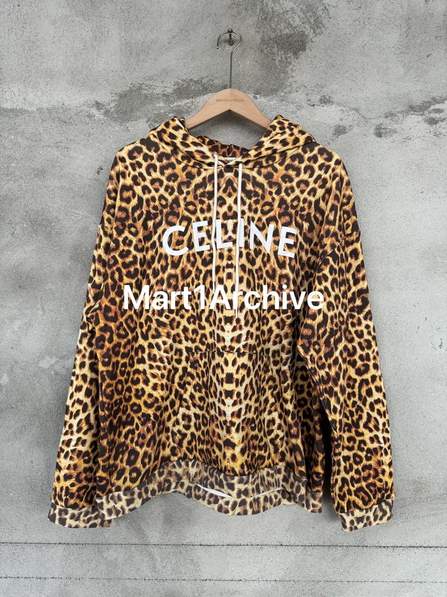 CELINE （セリーヌ）21SS Loose Hoodie Leopard CELINE（セリーヌ） 21SS フロントロゴ レオパード柄 コットンパーカー
