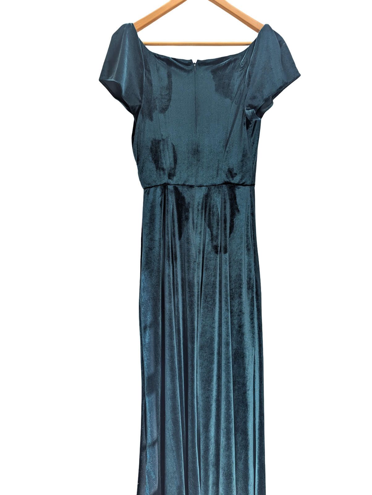 After Six After Six Velvet Maxi Gown Dress Teal Wrap Bodice Side Slit Size M / US 6-8 / IT 42-44 - 5 Thumbnail