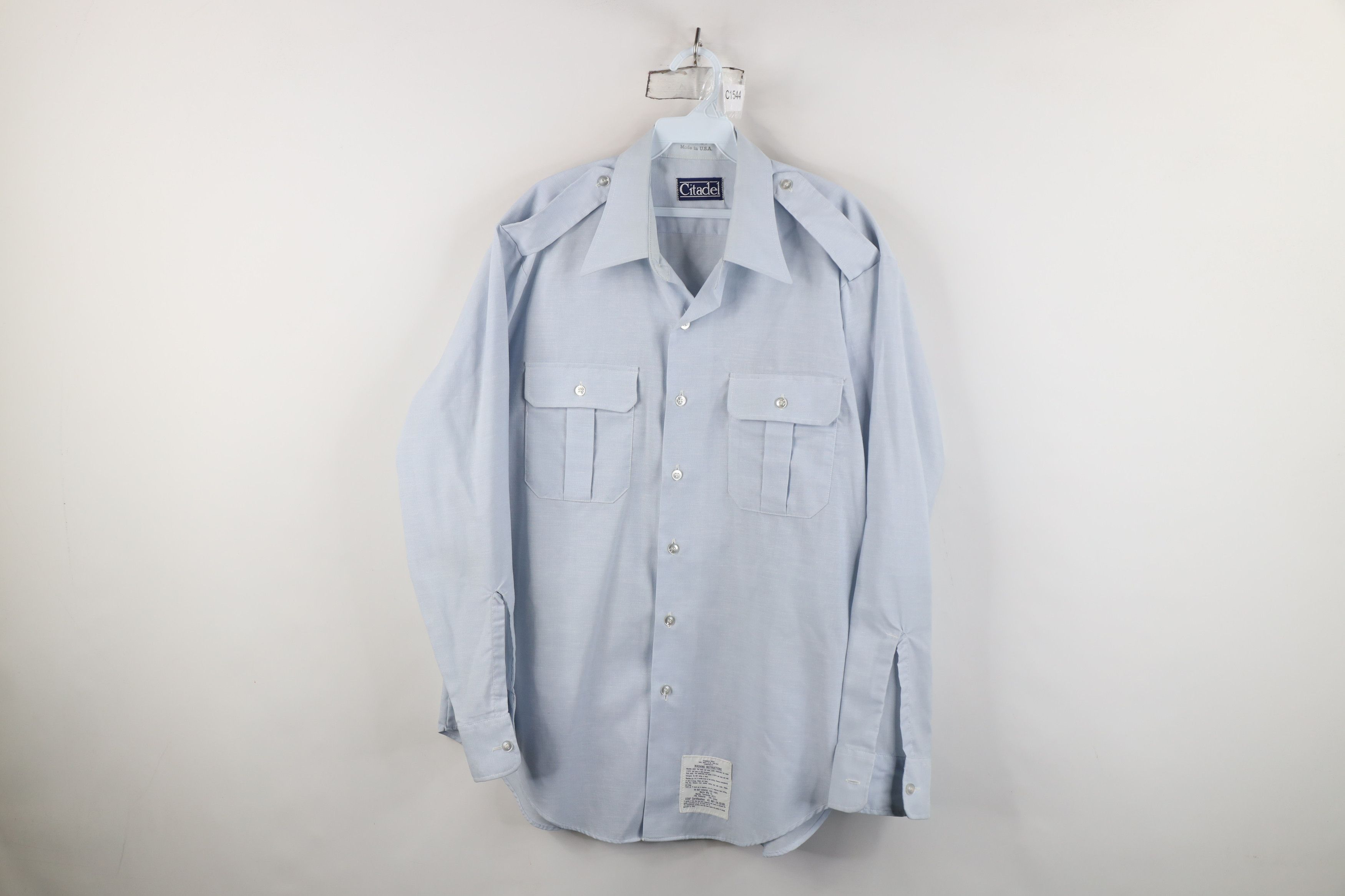 Vintage Vintage 80s USAF Safari Bush Collared Button Shirt Blue USA Size US L / EU 52-54 / 3 - 1 Thumbnail