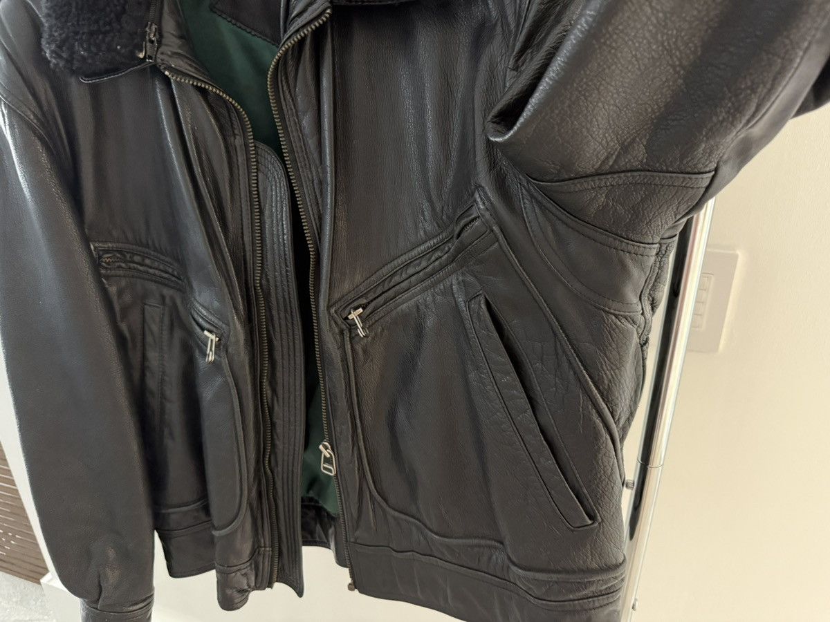 Vintage Yvse Saint Laurent Style Bomber Leather Jacket Size US L / EU 52-54 / 3 - 12 Thumbnail