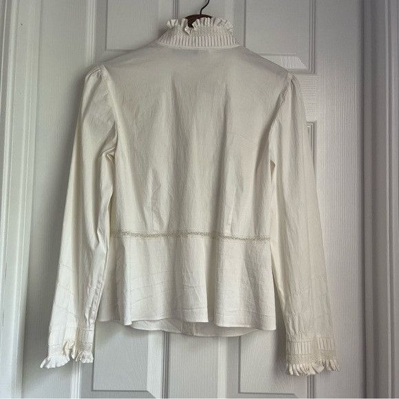 Prada PRADA Pearl White Lace Button Down Collared Women's Blouse Size L / US 10 / IT 46 - 4 Thumbnail