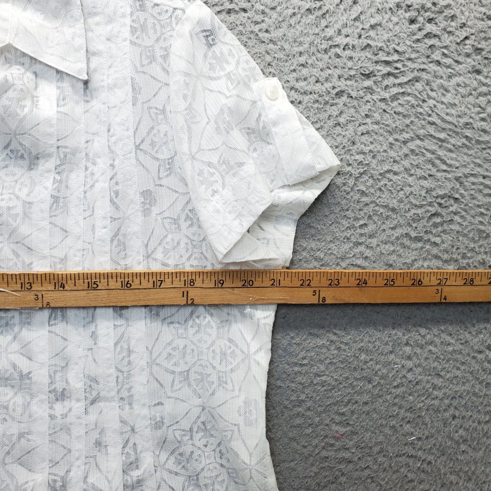 Coldwater Creek Coldwater Creek Shirt Womens PL White Floral Short Sleeve Button Front Shirt Prime Size L / US 10 / IT 46 - 4 Thumbnail