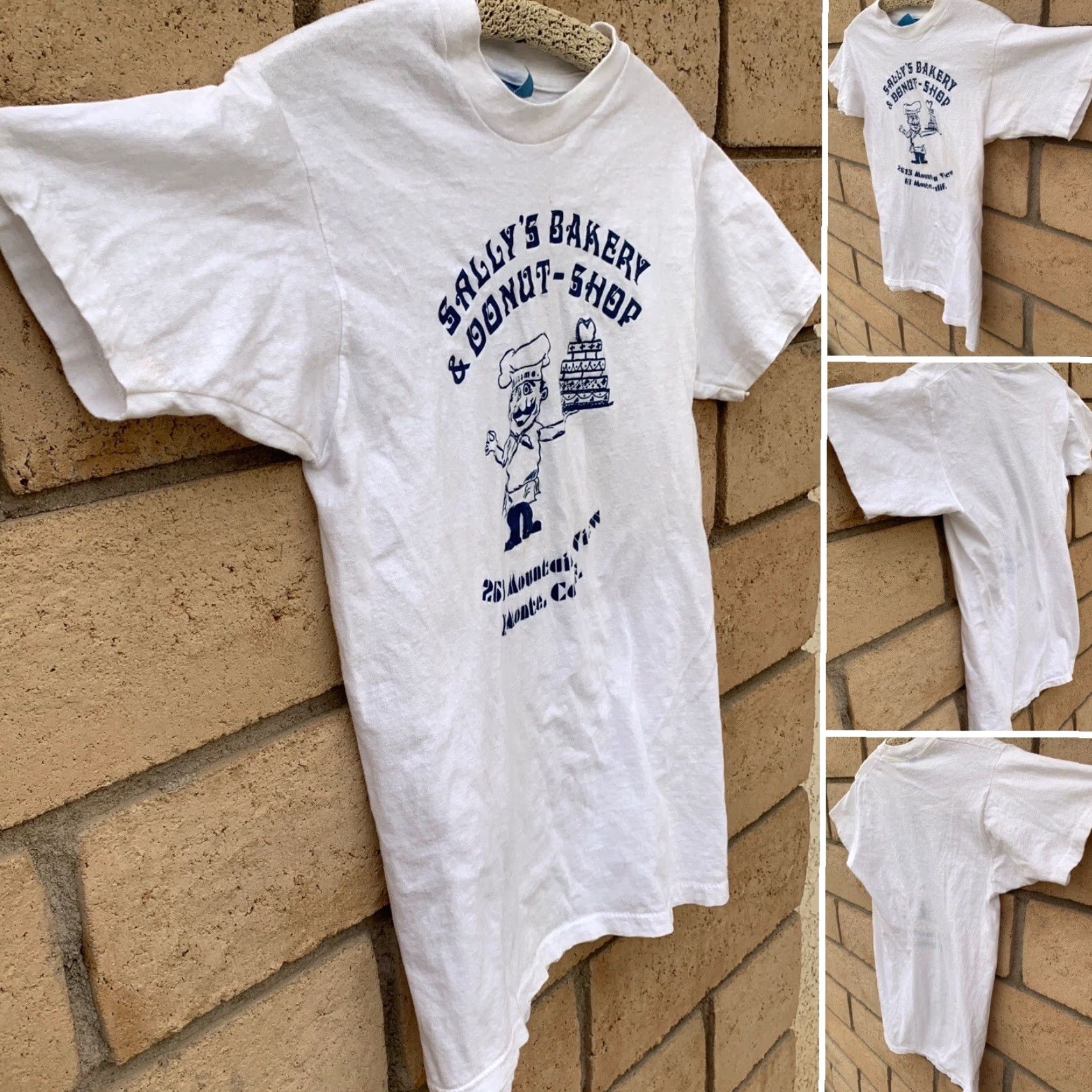 Vintage VINTAGE Screen Stars T-Shirt Men M Blue California Sally’s Bakery & Donut Shop El Monte Calif 1980s Graphic Print Cotton Size US M / EU 48-50 / 2 - 2 Thumbnail