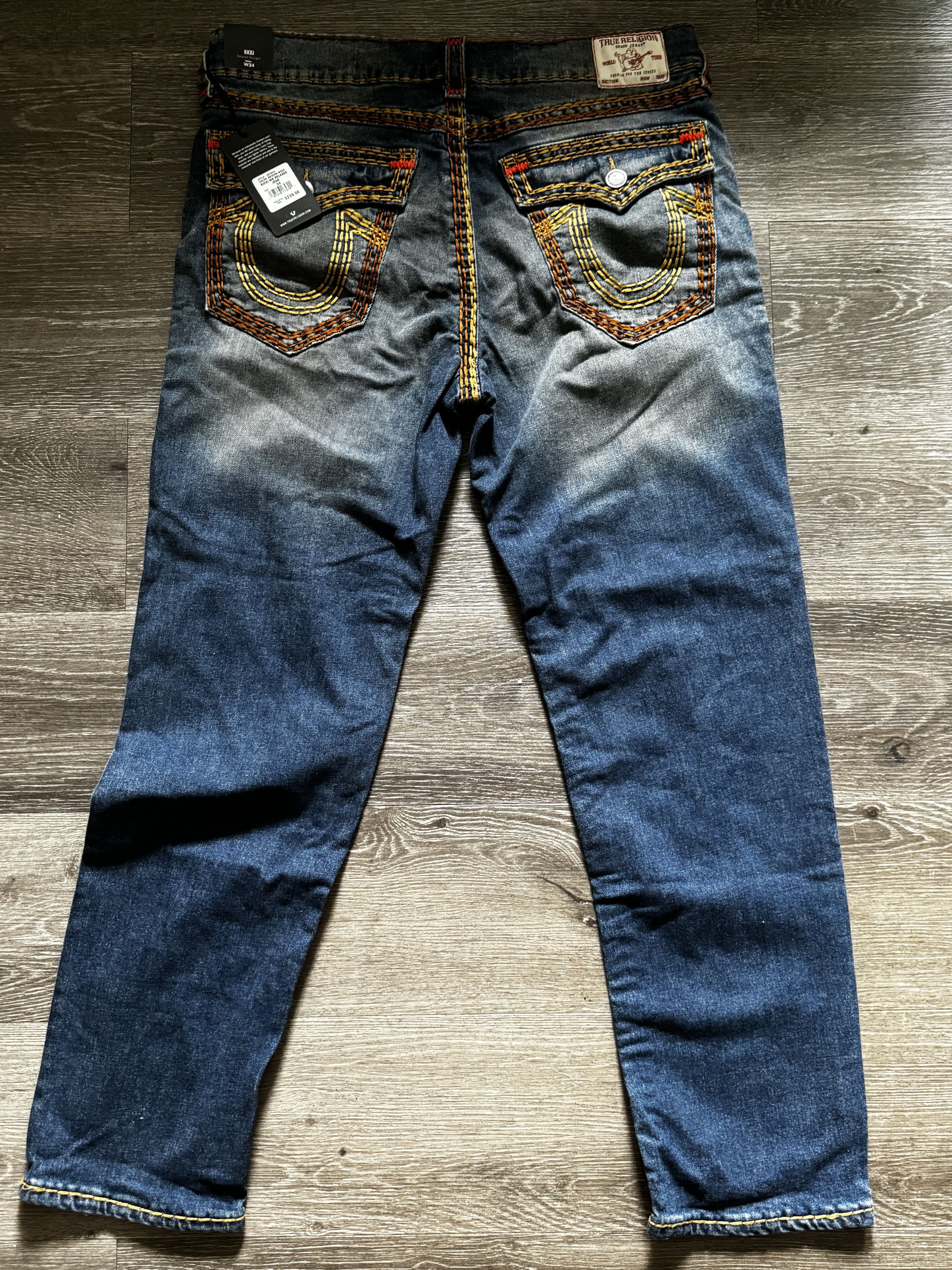 True Religion Orange and yellow Ricky straight jeans Size 34" / US 12 / IT 48 - 1 Thumbnail