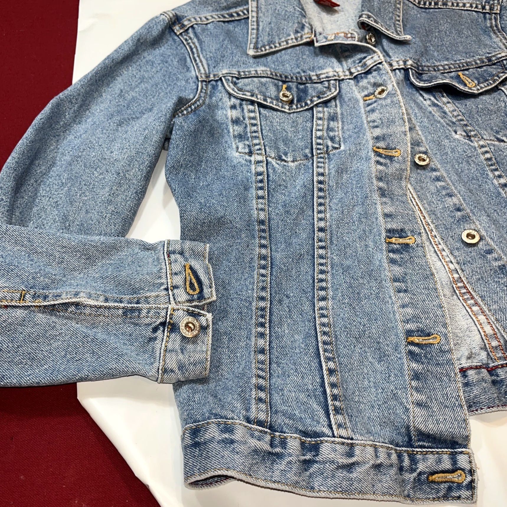 Vintage Sundance Denim Jacket Women Blue Cotton Cropped Button Up Jeans Small Western Trucker Coat Point Collar Regular Fit Vintage No Size 28" / US 6 / IT 42 - 4 Thumbnail