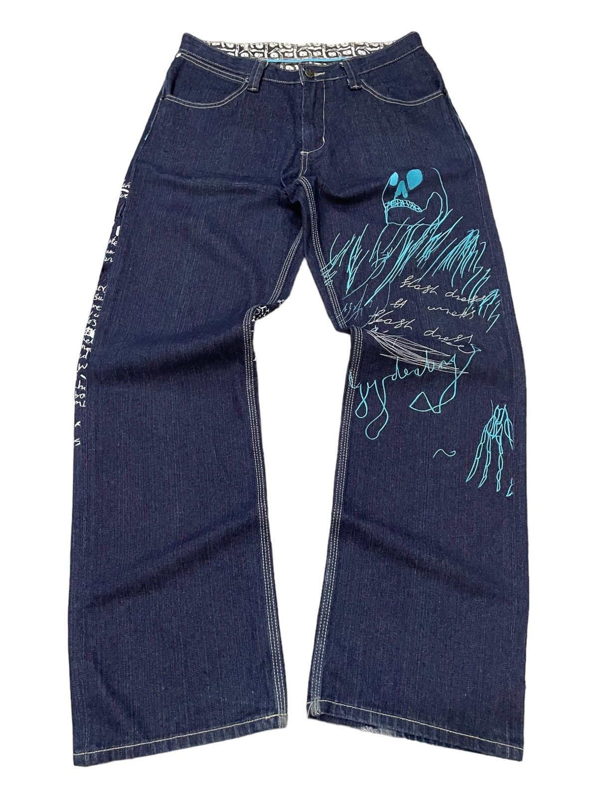 Japanese Brand Artful Dodger Jesse Pinkman Embroidered Poems Baggy Jeans Size US 34 / EU 50 - 2 Thumbnail