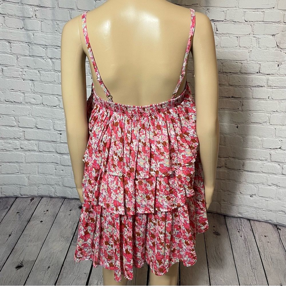 Free People NWT New $108 Free People Talia Tiered Pink Floral Tank Mini Size M / US 6-8 / IT 42-44 - 9 Thumbnail