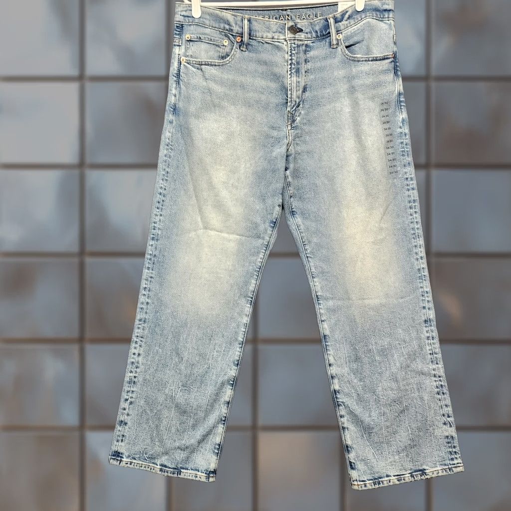 Vintage VINTAGE American Eagle Baggy Jeans Mens 34x30 Light Wash Blue Easyflex NEW Size US 34 / EU 50 - 1 Thumbnail