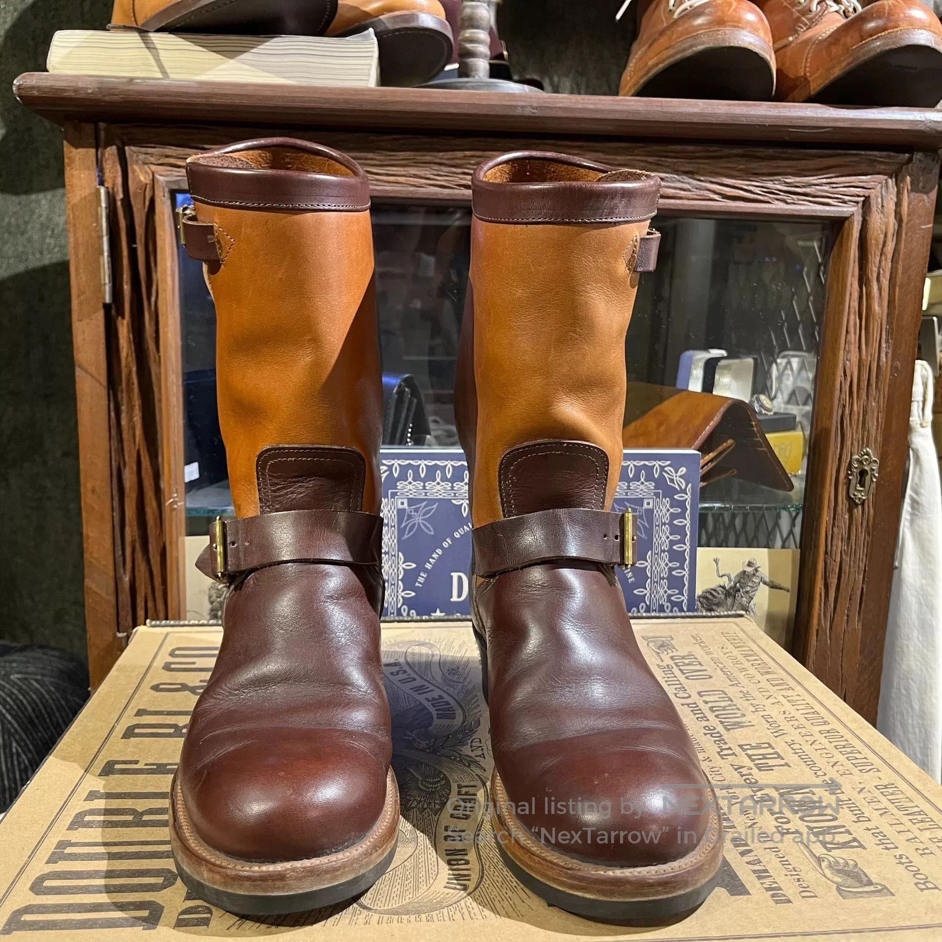 RRL Ralph Lauren rrl engineer boots in leather and tan. Size US 7 / EU 40 - 2 Thumbnail