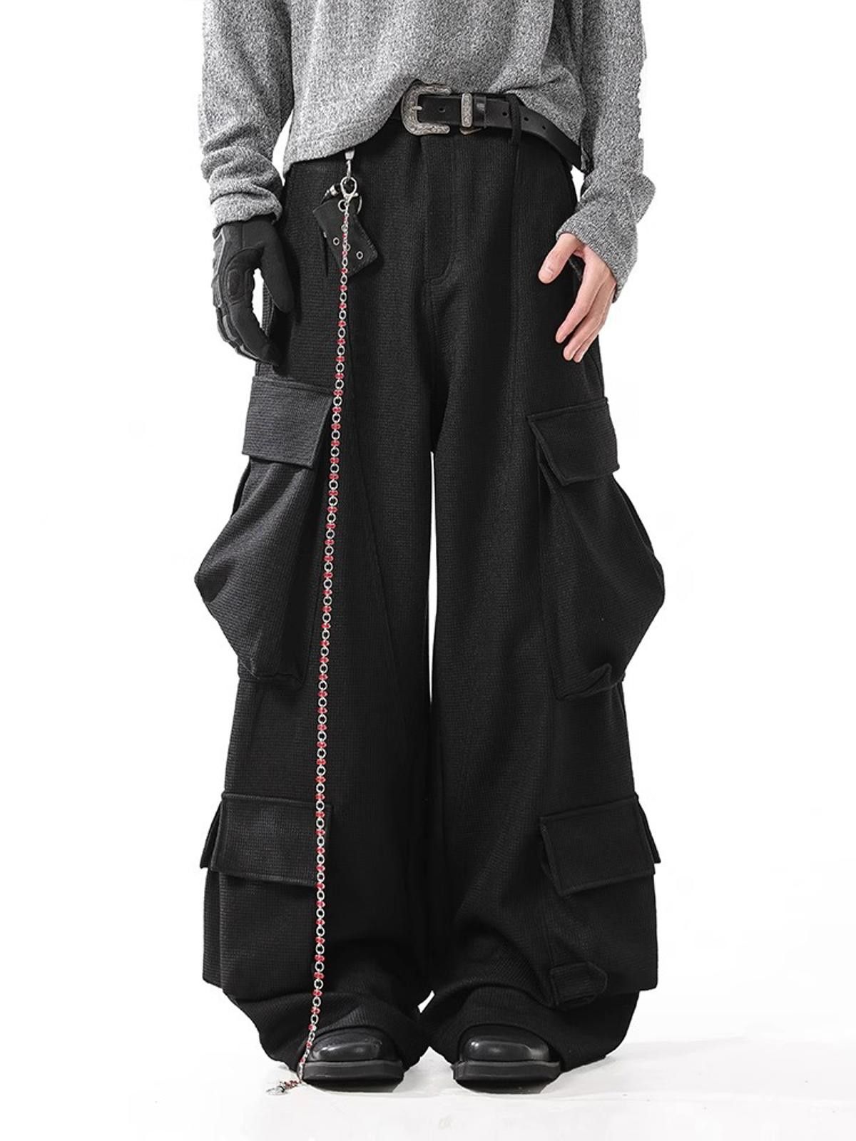 Japanese Brand Oversized Black Cargo Pants with Multiple Pockets Size US 30 / EU 46 - 3 Thumbnail