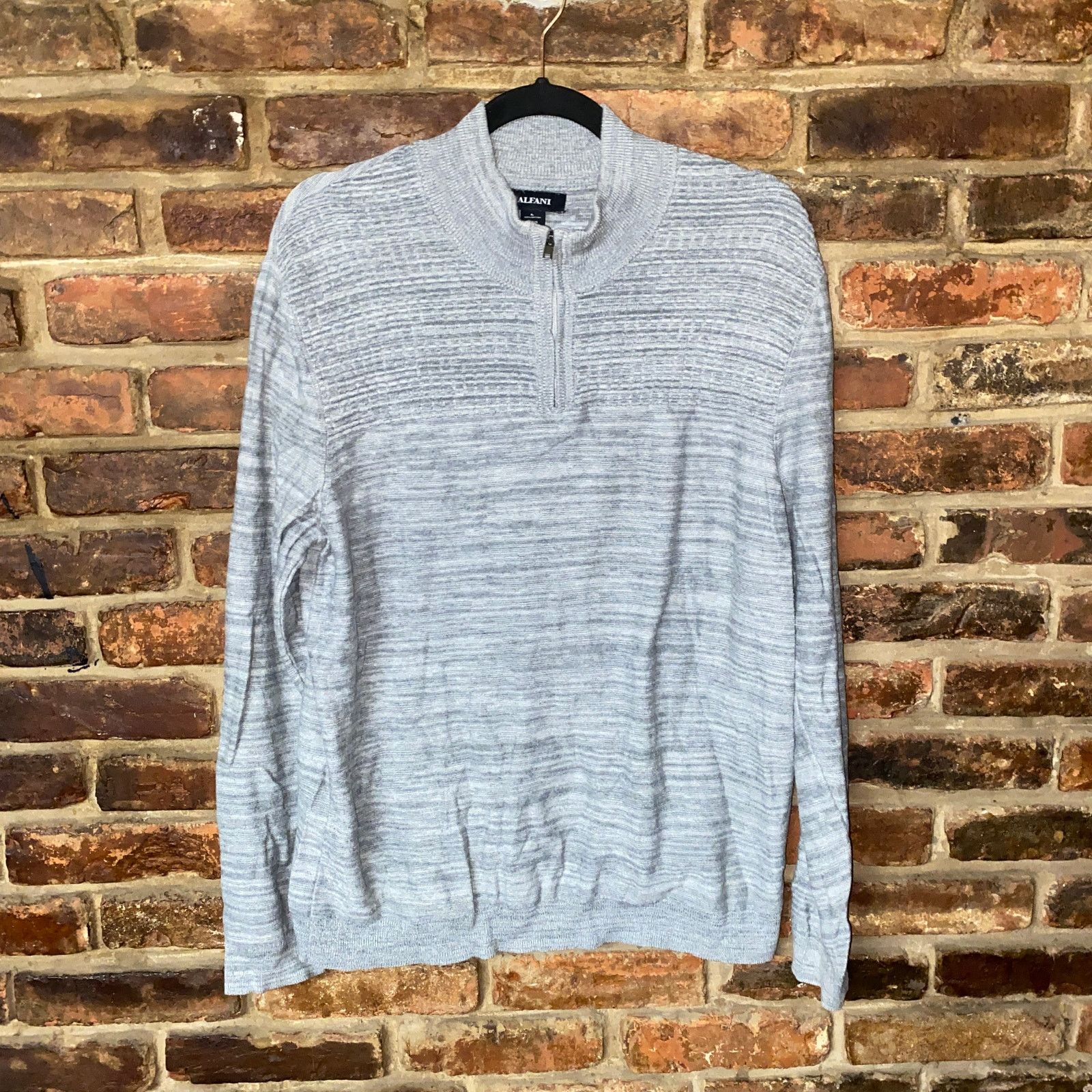 Alfani Alfani Gray Quarter Zip Pullover Knit Sweater Size Large Size US L / EU 52-54 / 3 - 1 Thumbnail