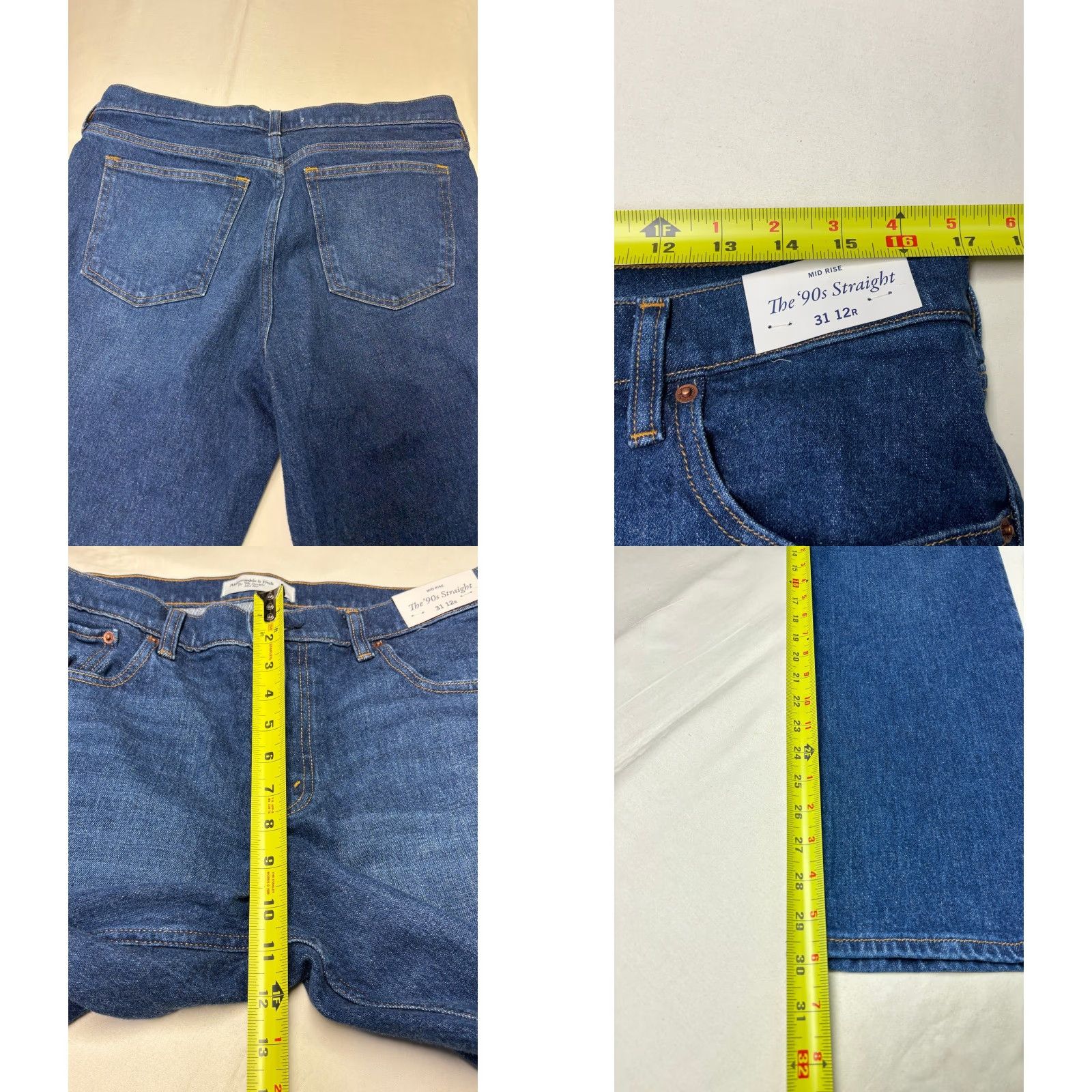 Abercrombie & Fitch NWT Abercrombie & Fitch The '90s Straight Mid Rise Dark Wash Denim Jeans W34 L30 Women Jeans Straight Rise Mid Dark Wash 90s Womens Size 24" / US 00 / IT 34 - 9 Thumbnail