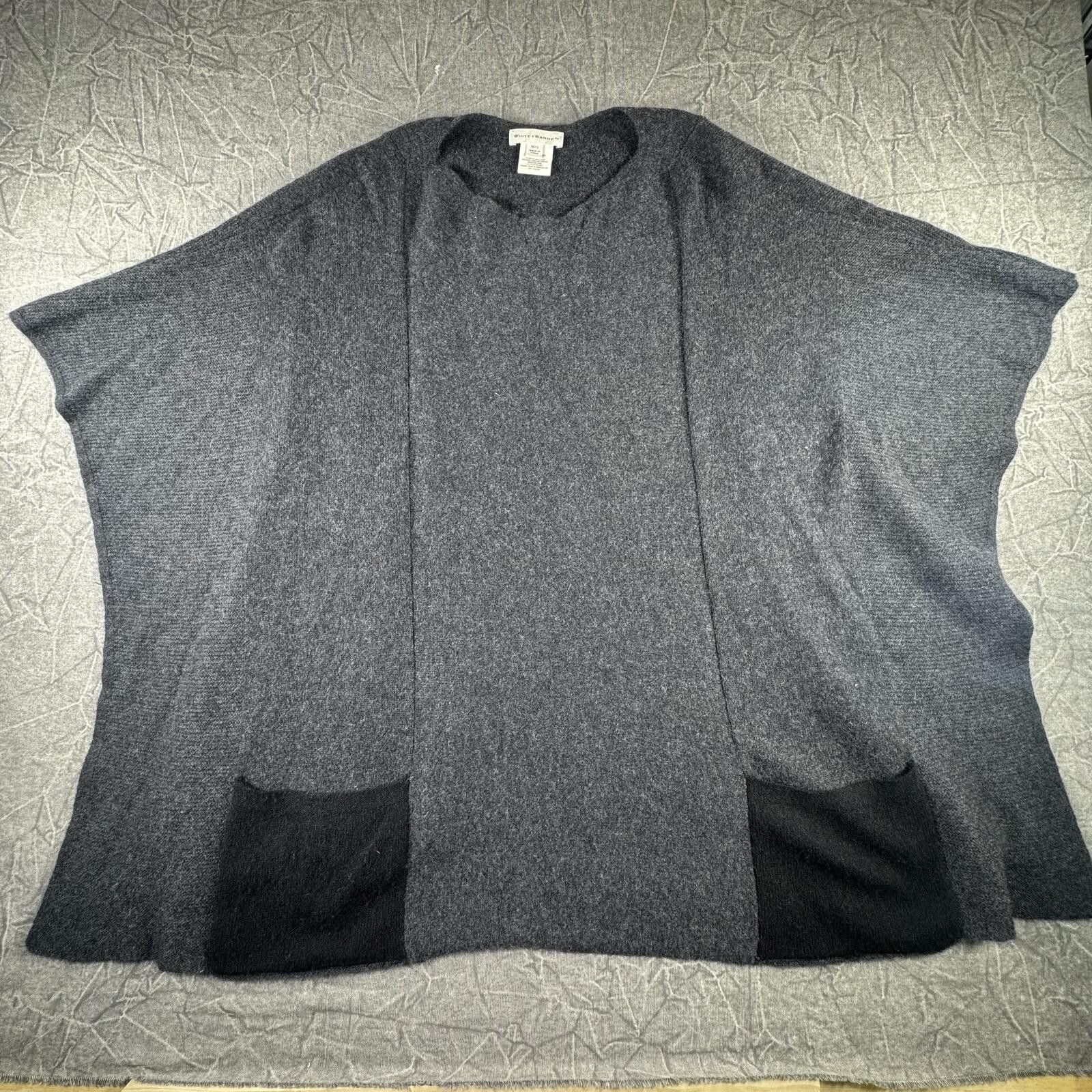 White + Warren White Warren Pancho Women's M/L Black 100% Cashmere Size M / US 6-8 / IT 42-44 - 1 Thumbnail