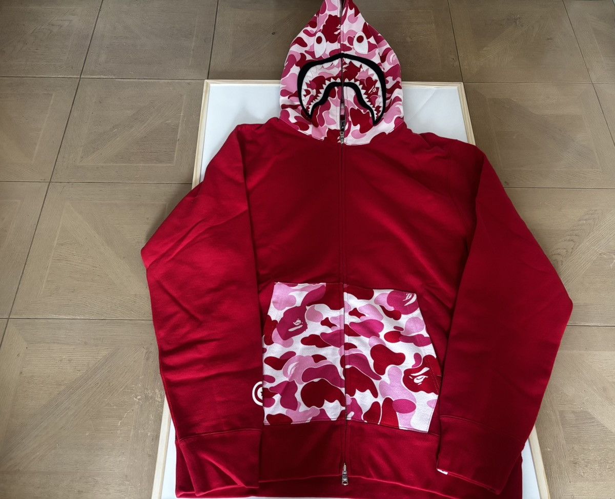 Bape Authentic ape bape abc camo shark full zip hoodie red new xl | Grailed