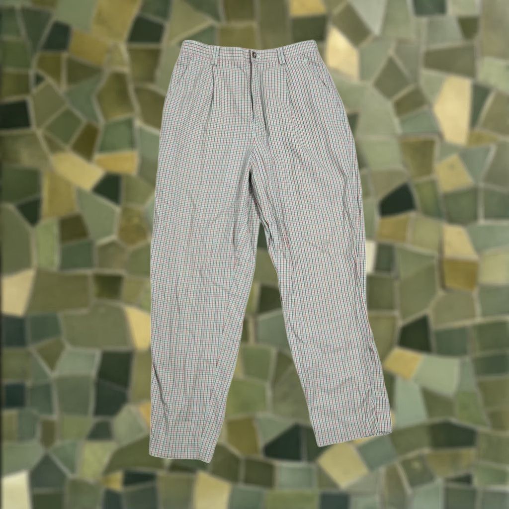 Liz Claiborne VINTAGE Liz Claiborne Pants Green Cream Red Plaid Cotton High Rise Straight Leg 10 Women Vintage 90s Shirt? Size 28" / US 6 / IT 42 - 1 Thumbnail
