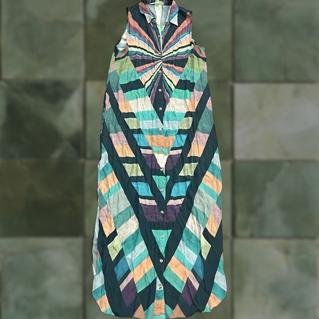 Mara Hoffman Mara Hoffman Dress S Multicolor Prism Maxi Sleeveless Button Front Womens Size S / US 4 / IT 40 - 1 Thumbnail